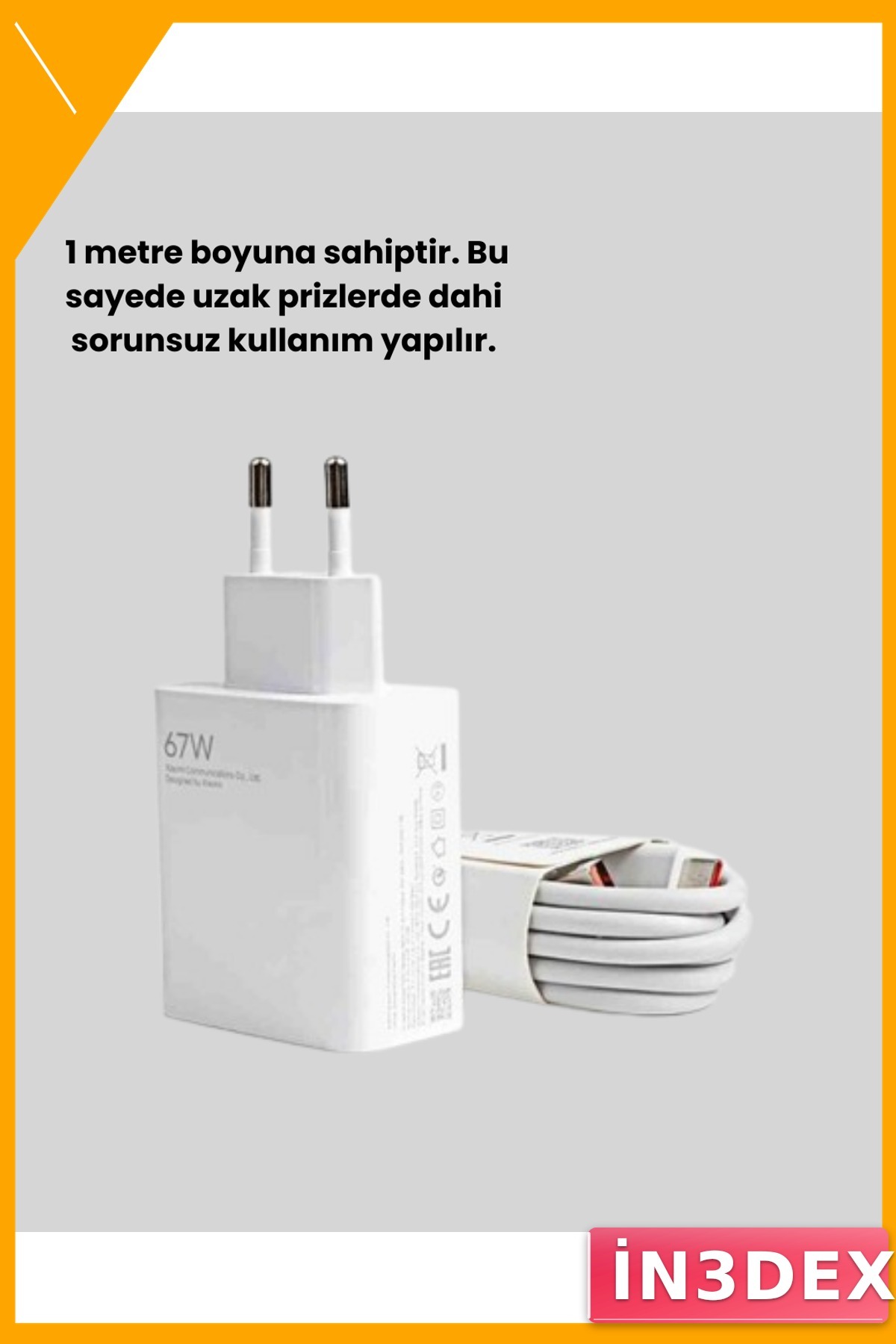 Çift Turbo 67W Hızlı Şarj Adaptörü Type-C Kablo