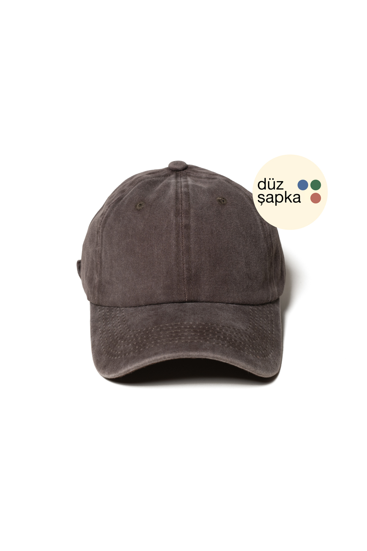 düz şapka studio Düz Şapka | Kahverengi Yıkamalı Kep Şapka - Minimalist, Logosuz ve Yazısız görsel 2