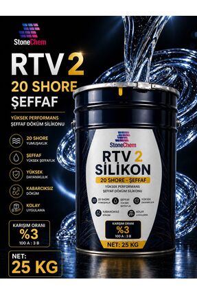 stonechem RTV2 Silikon 20 Shore Şeffaf Kalıp Silikonu Epoksi Sabun Taş Tozu U...