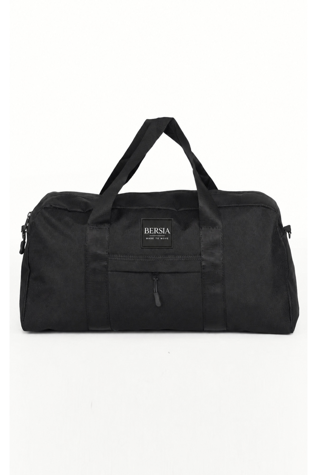 Bersia Siyah Spor Çantası Ayarlanabilir Omuz Askılı Unisex Önü Cepli Fitness ve Seyahat Çantası görsel 2