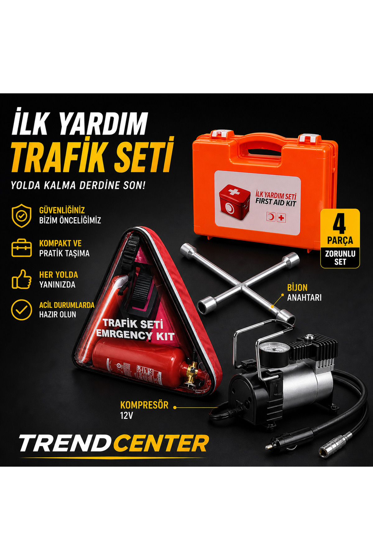 tr trendcenter Full Set İlk Yardım Kiti Yeni Tarihli 2030 Kadar
