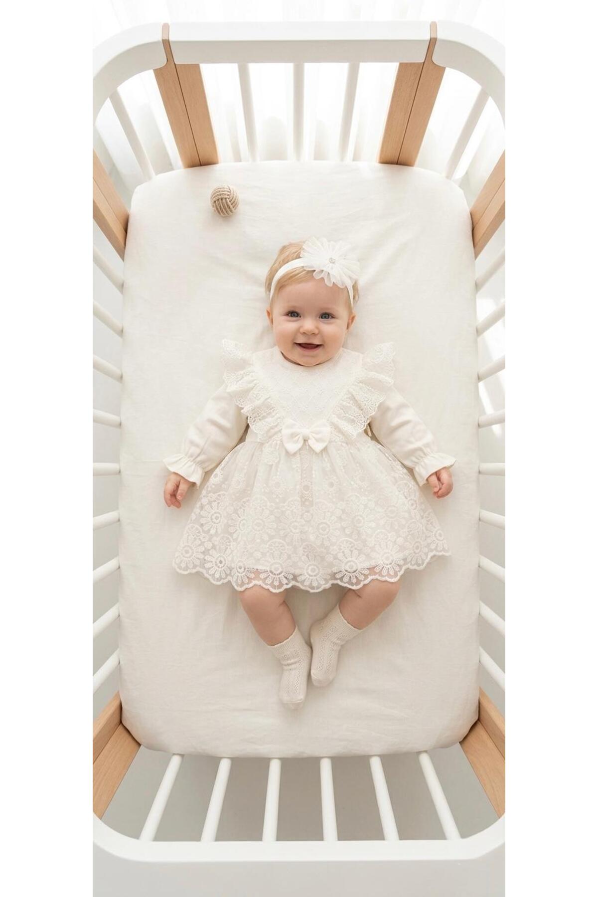 Baby Girl Mevlutluk Dress Bandana Lace Newborn Hospital Break Wedding Dress Evening Dress Mevlutlik 4027