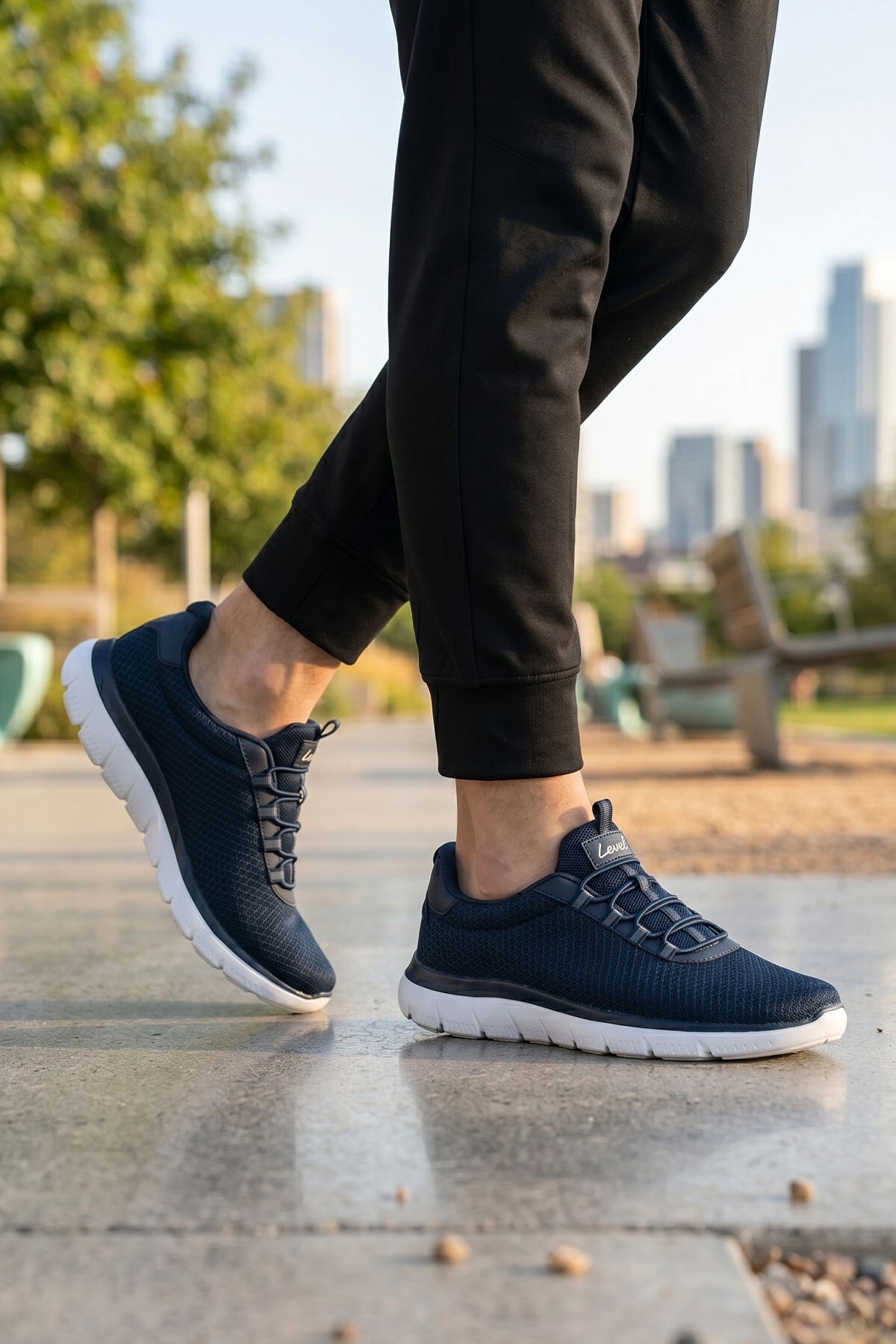 Rahat Bağcıklı Günlük Sneaker Yazlık Spor Ayakkabı Lacivert Beyaz