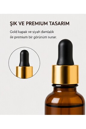 Kozpak 10'lu 50 ml Premium Cilt Bakım Şişesi Amber Cam Siyah Gold Damlalıklı