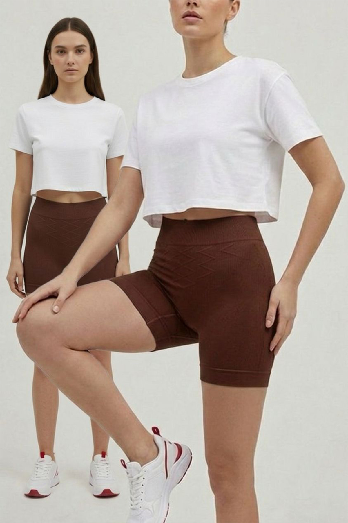FİT WOMEN Push Up Seamless Dikişsiz Popo Şekillendirici Kısa Paçalı Korse 2064 -Kahverengi görsel 3