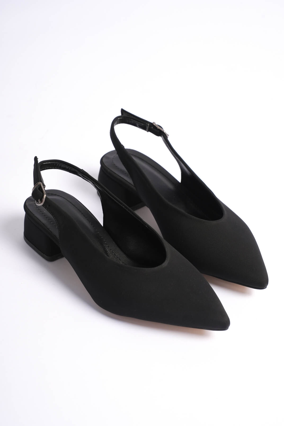 Vienna Women's Black Nubuck Back Open Short Heel Shoes