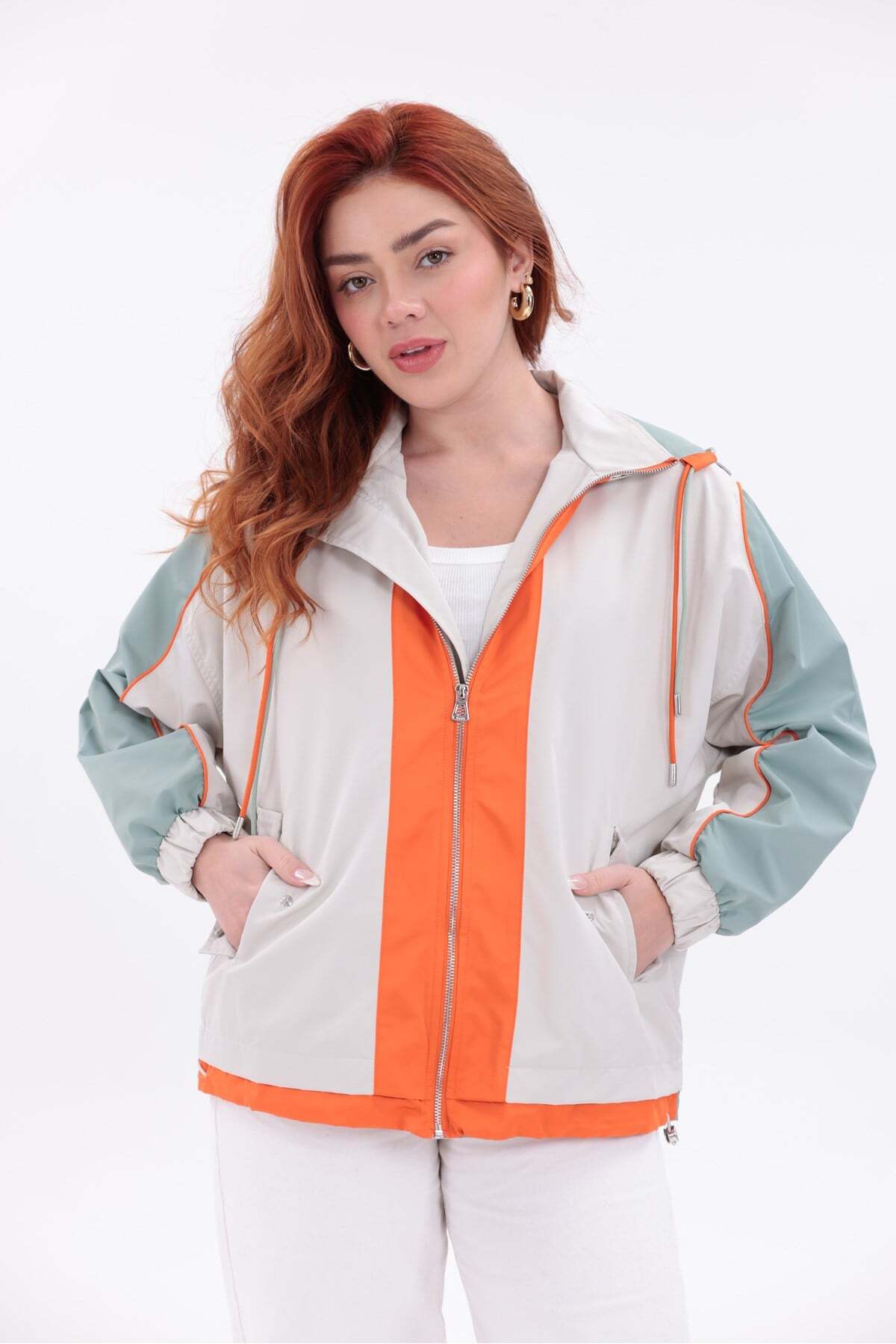 Yeys Shop Turuncu Soft Yeşil Renk Geçişli Yağmurluk görsel 3