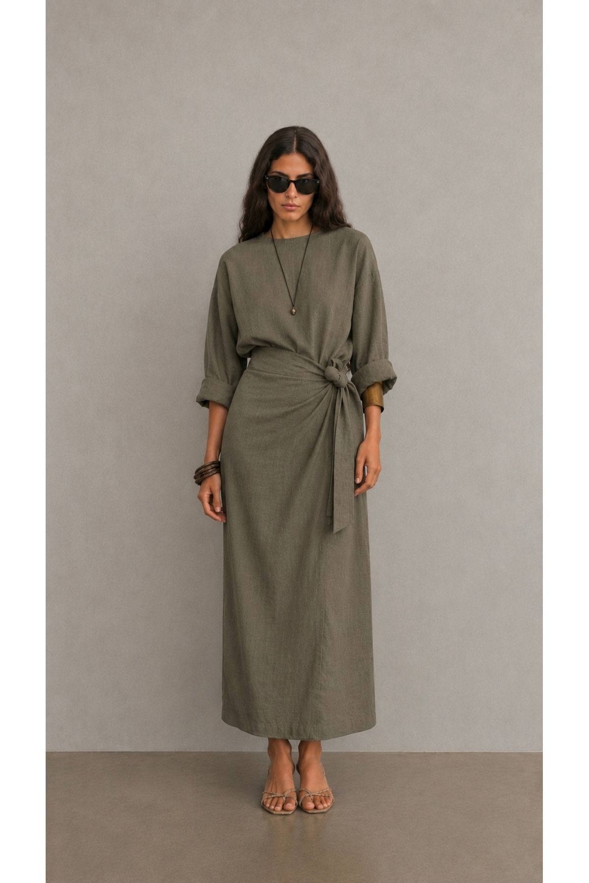 Side Tie Bottom Top Linen Set