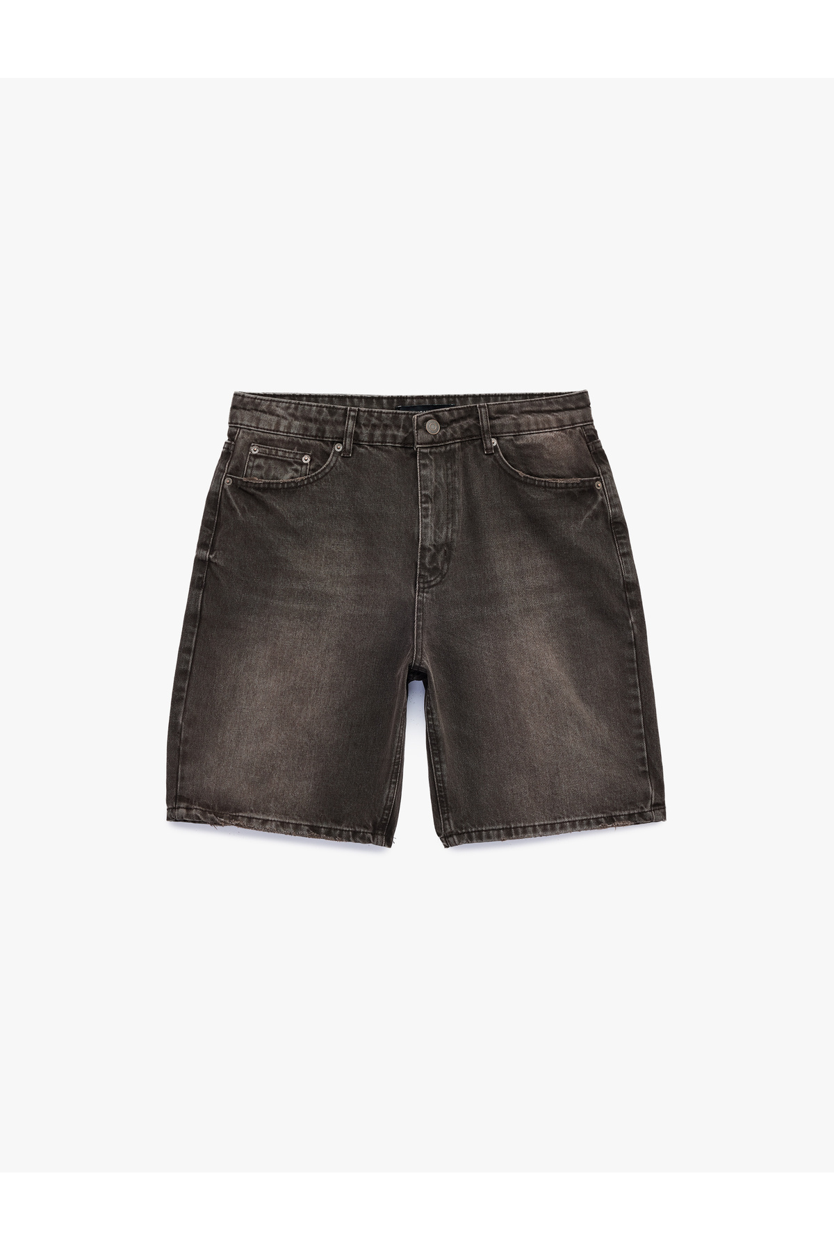 Koton Pamuklu Cepli Normal Bel Straight Fit Bermuda Jean Şort görsel 3