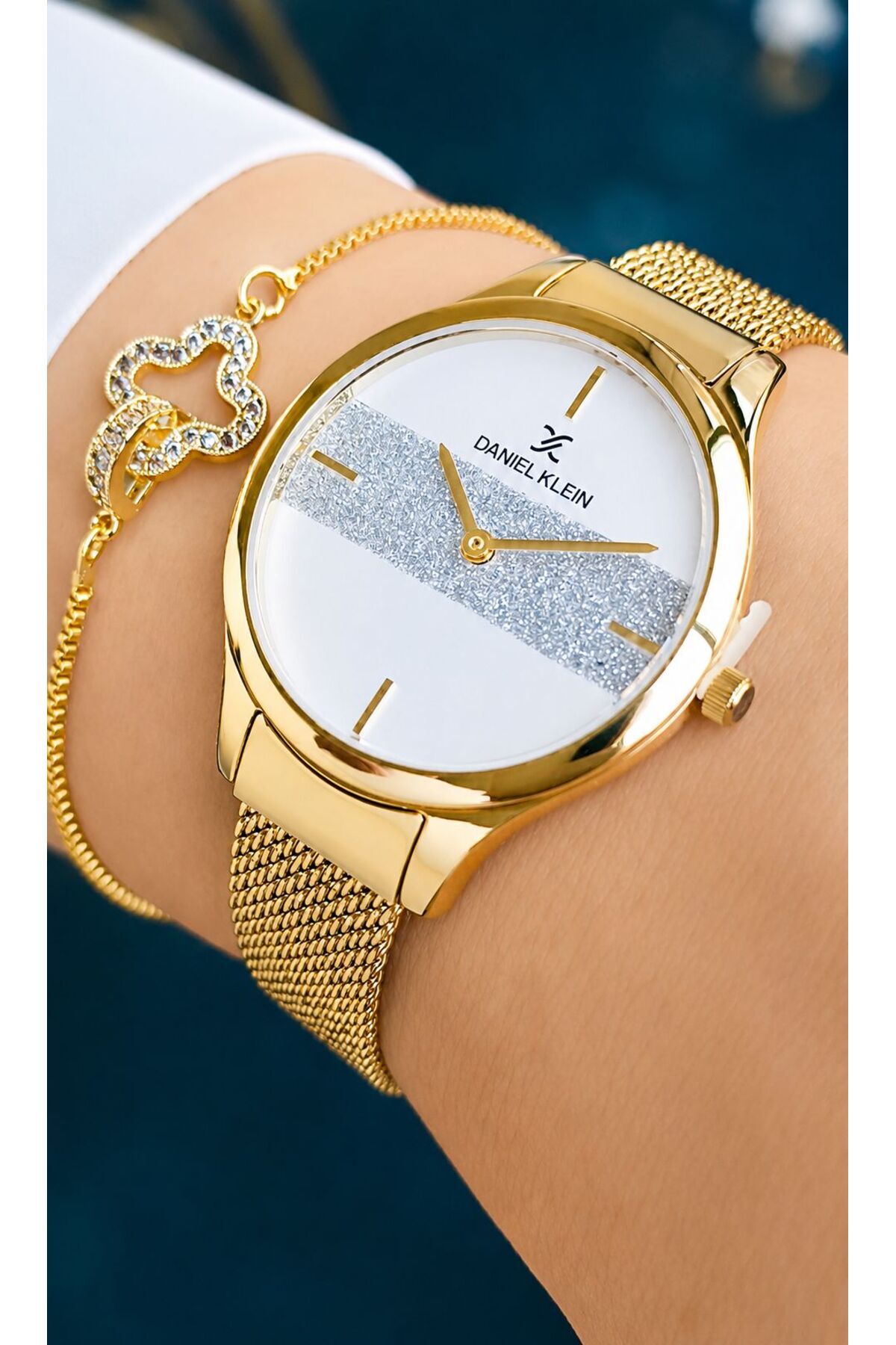 Gold Silver Color Mesh Steel Band 3 Atm Waterproof Women Wrist Watch-Bracelet Gift