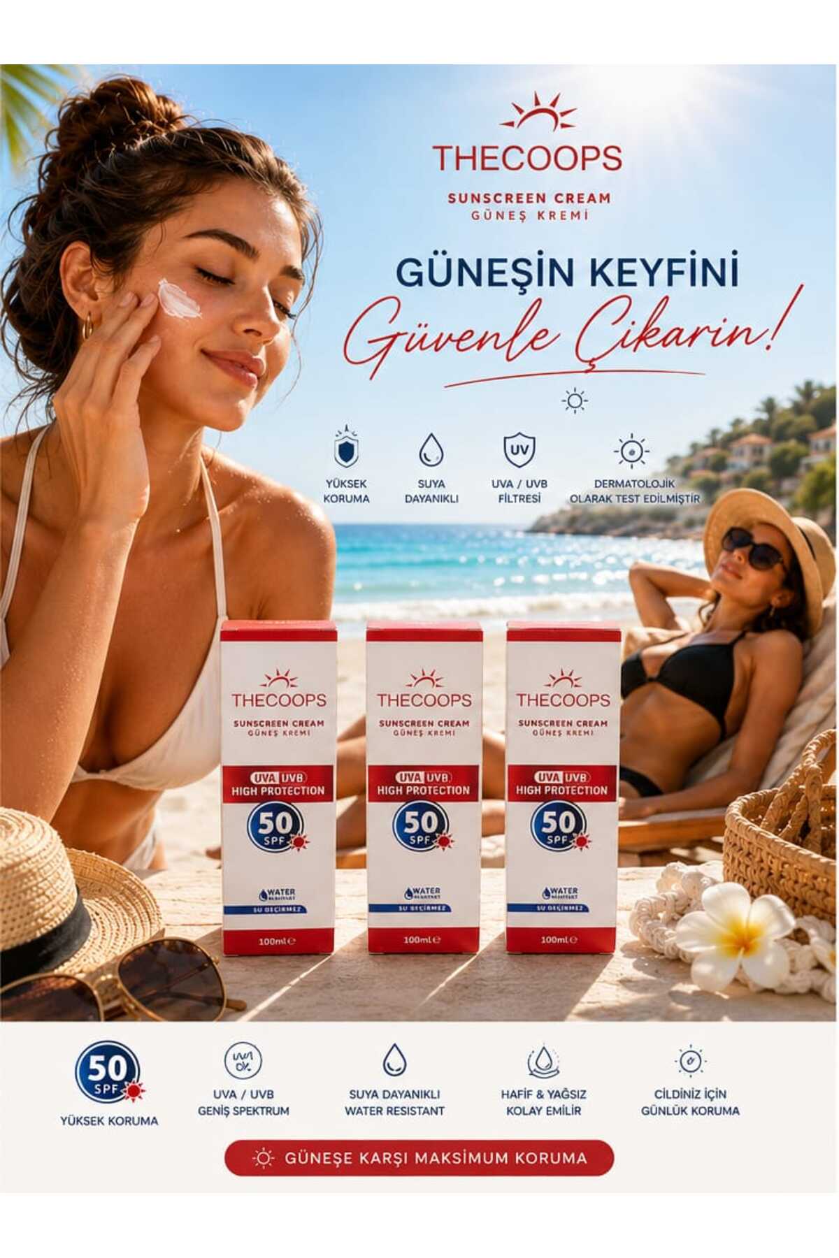 Güneş Kremi 50 SPF 100 Ml ( 1 Alana 1 Bedava ) — gns-01 — تصویر 3 از 3
