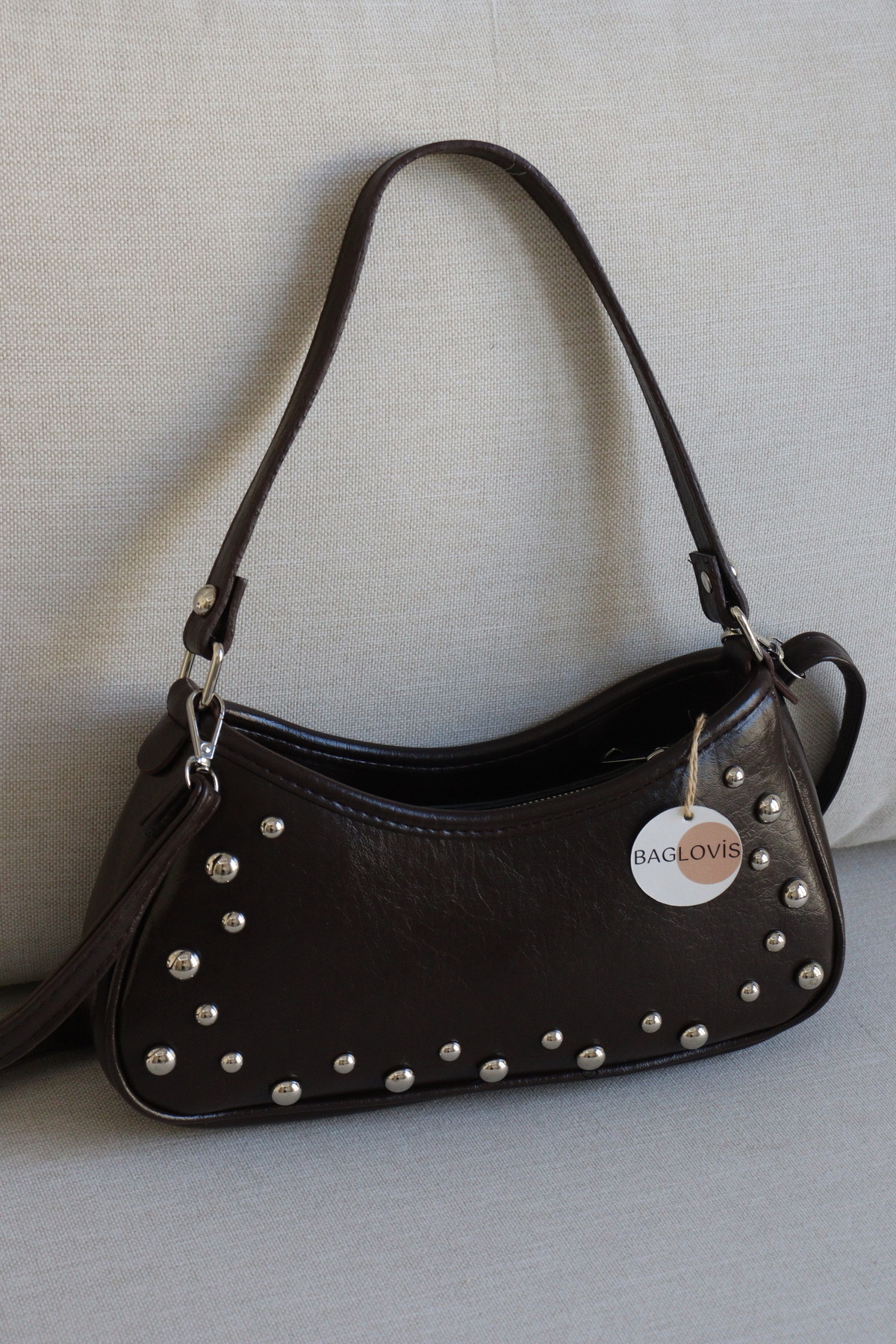 Women's Handbag with Trojan Detail Curved Bagpipe Model Stylish and Modern Handbag En28 Size14