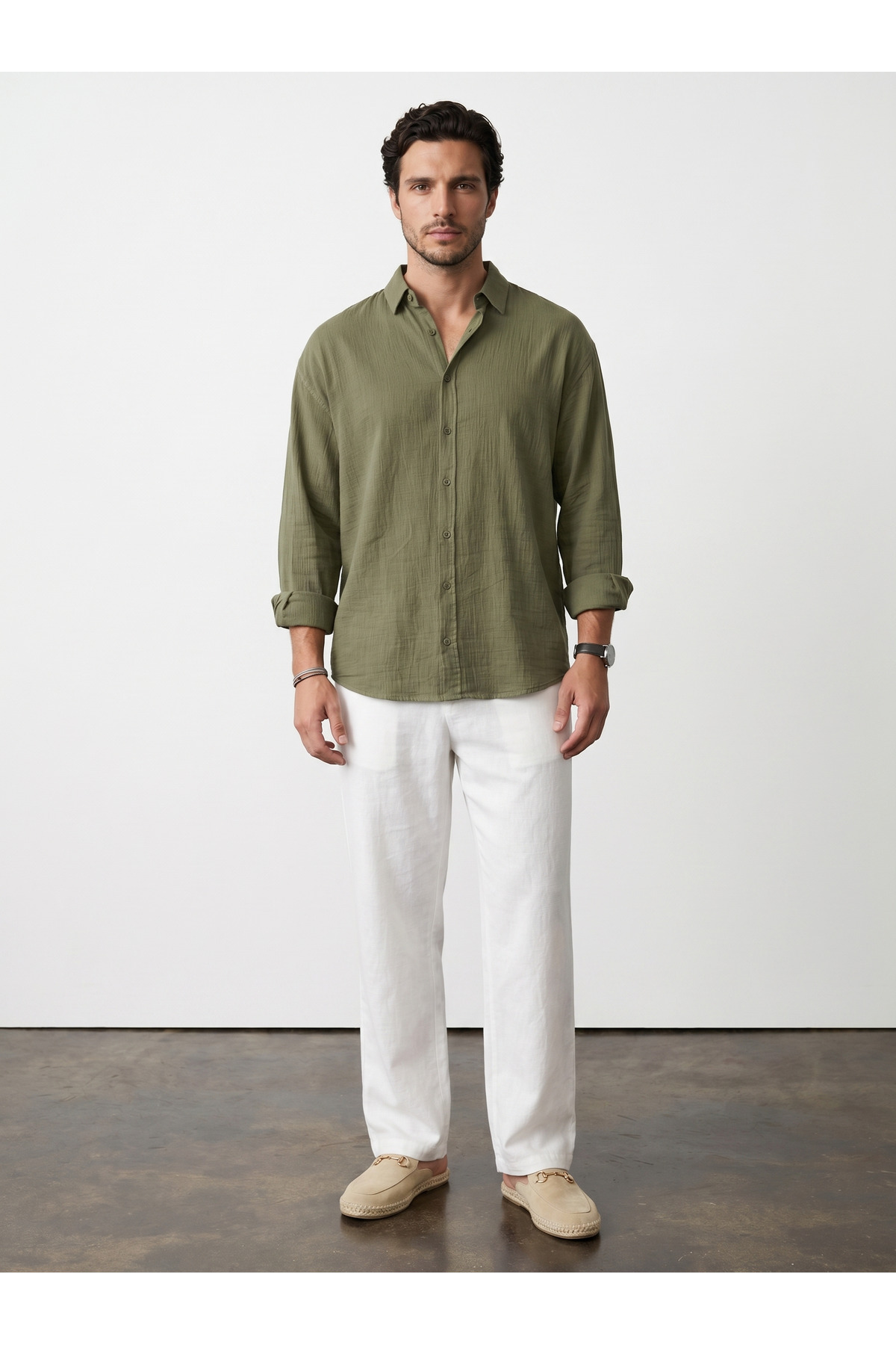 BASEL.CO Premium Oversize Müslin Gömlek - % 100 Pamuk, Yıkamalı görsel 4