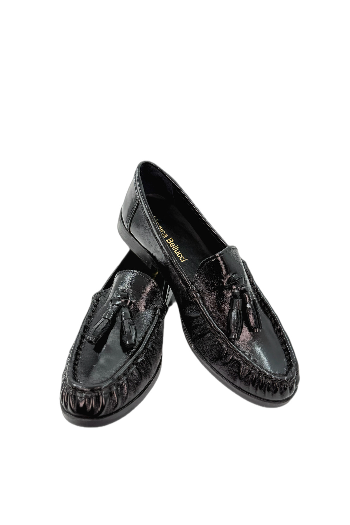 the corleone Kadın Siyah Rugan Loafer Ayakkabı Püsküllü Günlük Şık Model görsel 6