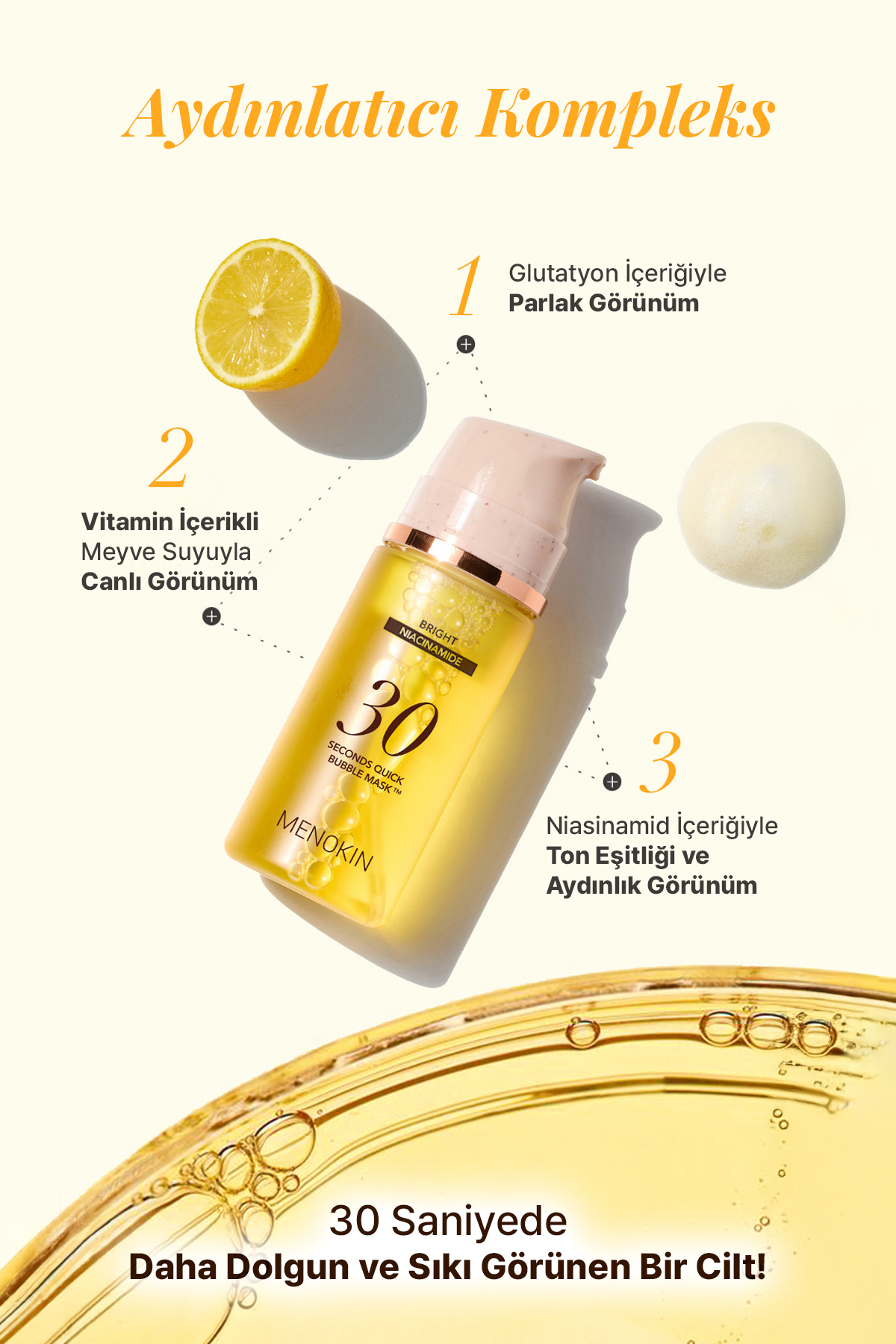 Leke Karşıtı&Aydınlatıcı Niasinamid İçeren Köpük Maske 30 Seconds Quick Bubble Mask (Bright) — 8809739130123 — تصویر 4 از 8