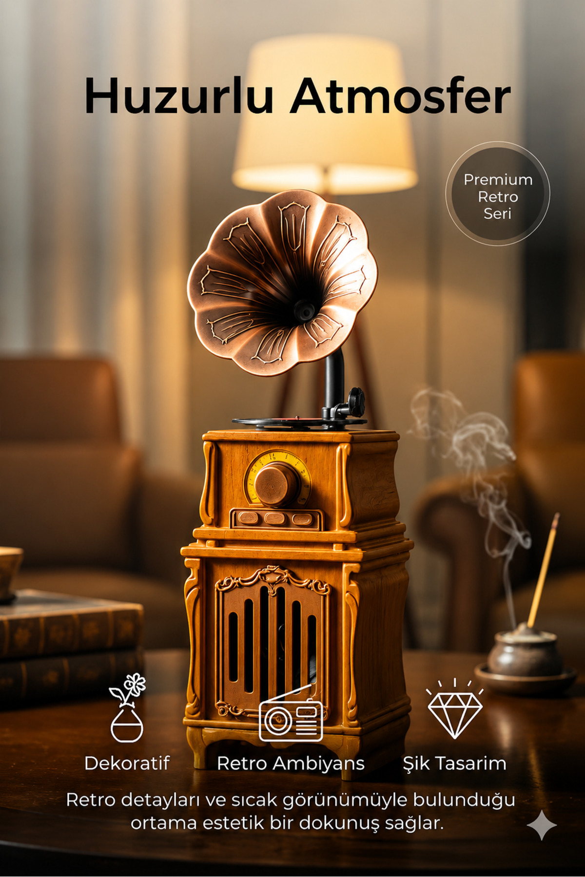 Gramophone Design Radio Music Player High Sound Quality USB TF Card Aux Bluetooth
