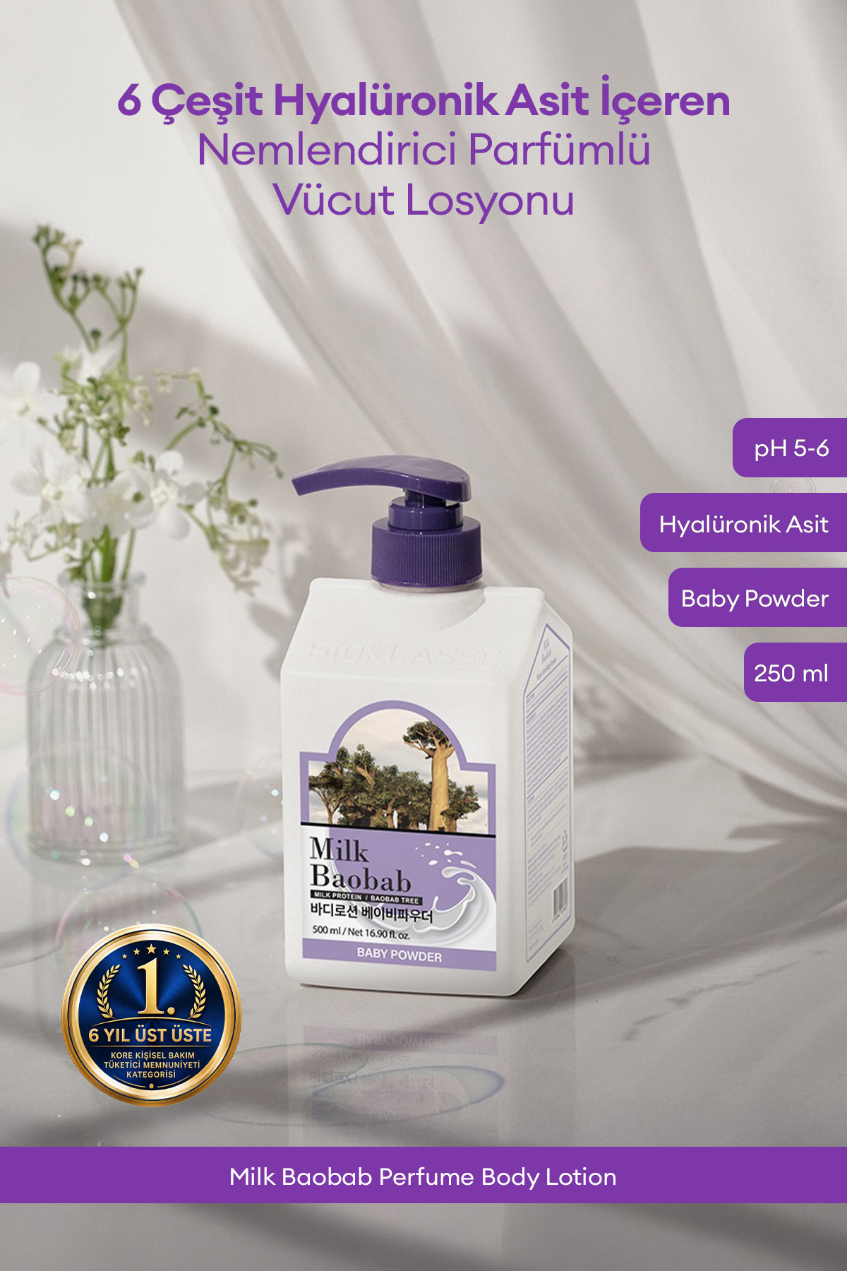 Milk Baobab 6 Hyalüronik Asitle Nemlendiren Parfümlü Vücut Losyonu Perfume Body Lotion (Baby Powder) — BAOBAB-LOTION-01