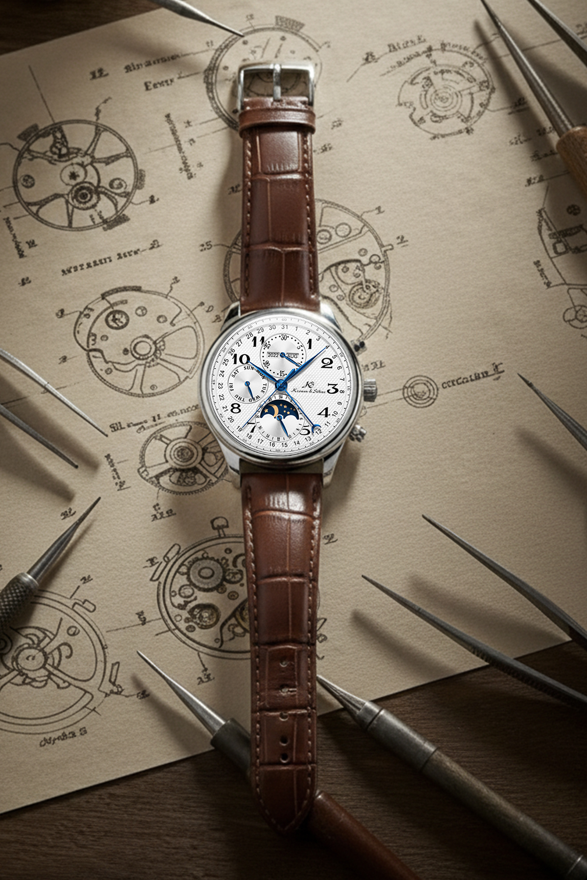 Kronen & Söhne Kronen&Söhne Royalton Moonphase Premium Otomatik Erkek Kol Saati görsel 4