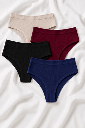 Skin Verse Pamuklu Yüksek Bel Tanga Külot 4'Lü Set