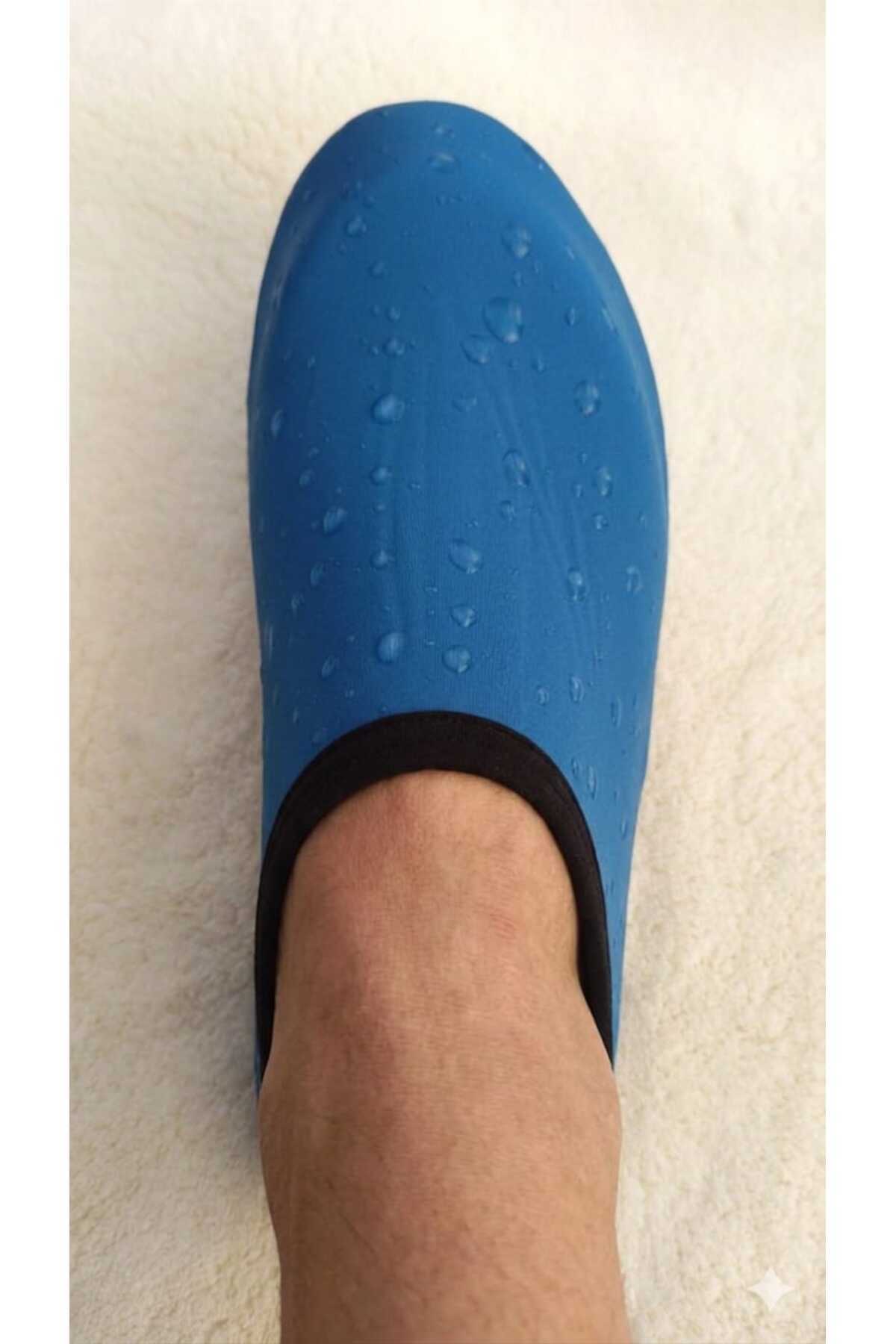 Savana Nefes Alan Kauçuk Taban Unisex Altı Kalın Kaymaz Deri Su Damlası Desen Deniz Ayakkabısı görsel 3