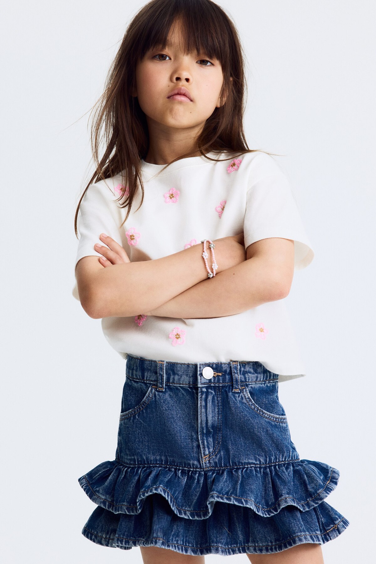 دامن جین چین‌دار اچ اند ام دامن H&M