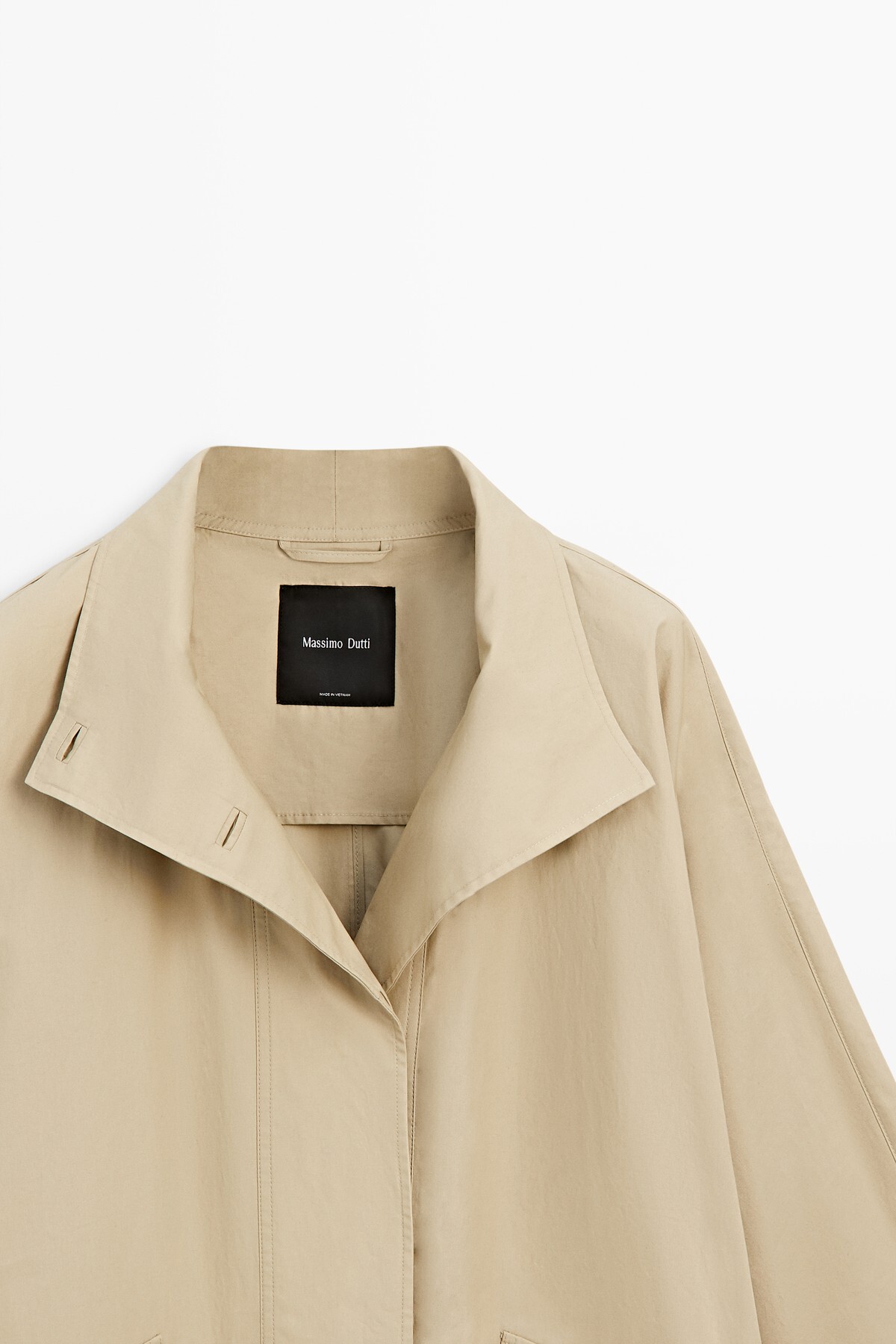 Massimo Dutti %100 pamuk dik yaka trençkot görsel 6
