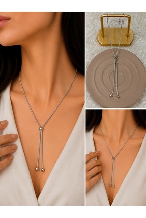 MK Silver Ayarlanabilir Y Model Minimal Kolye