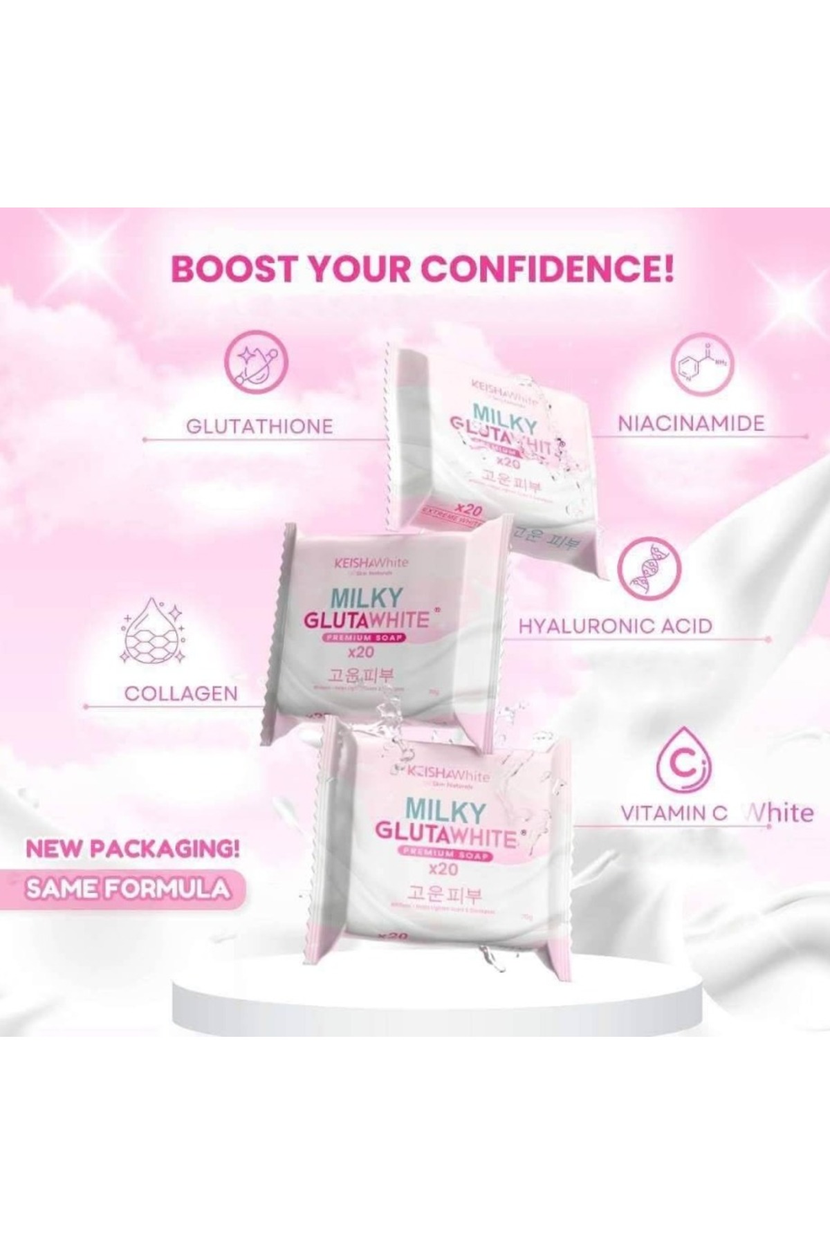 Keisha White Milky Gluta White Bar Soap 2PCS COMBO PACK with Milk Extract  for Face & Body Deep Cleansing Brightening & Hydrating Soap 70g- Trendyol