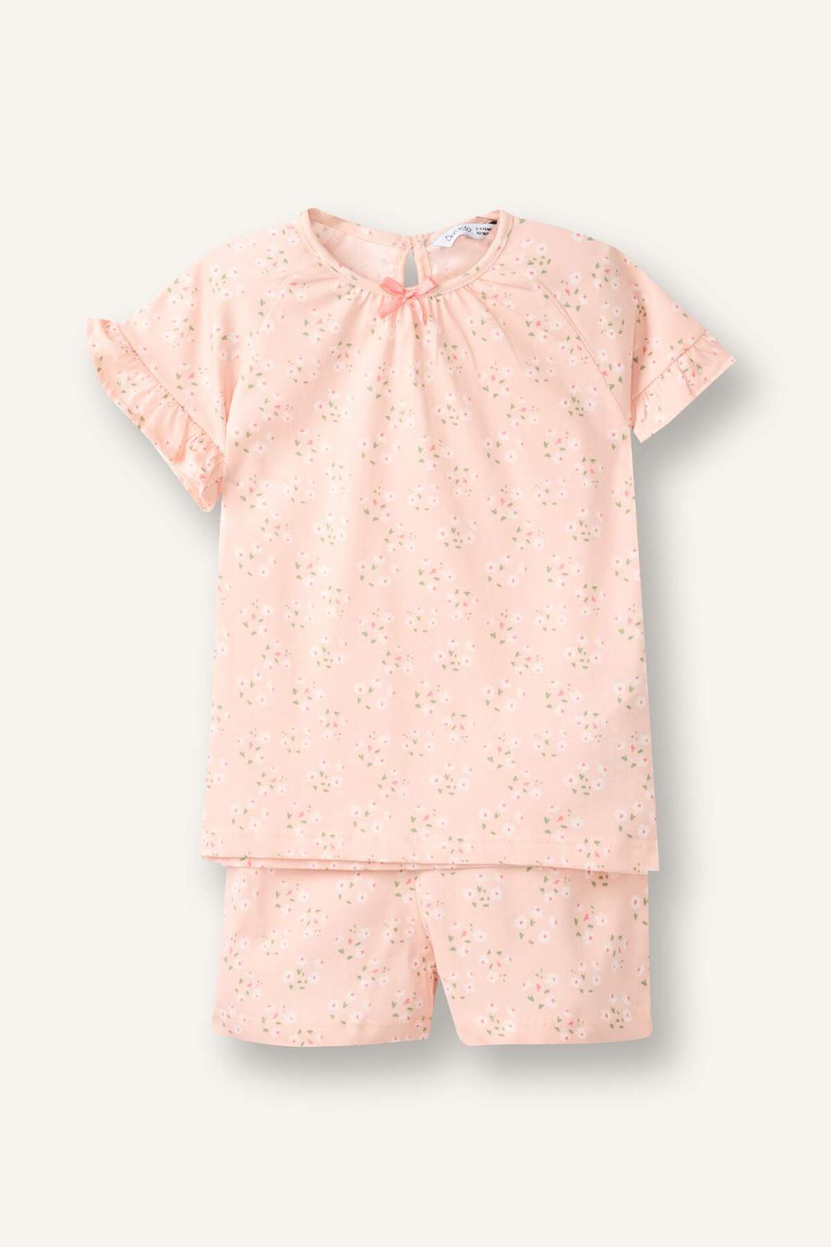 Defacto 100% Cotton Ribbed 2-Piece Light Pink Pajama Set for Baby Girl H5506A526Sm