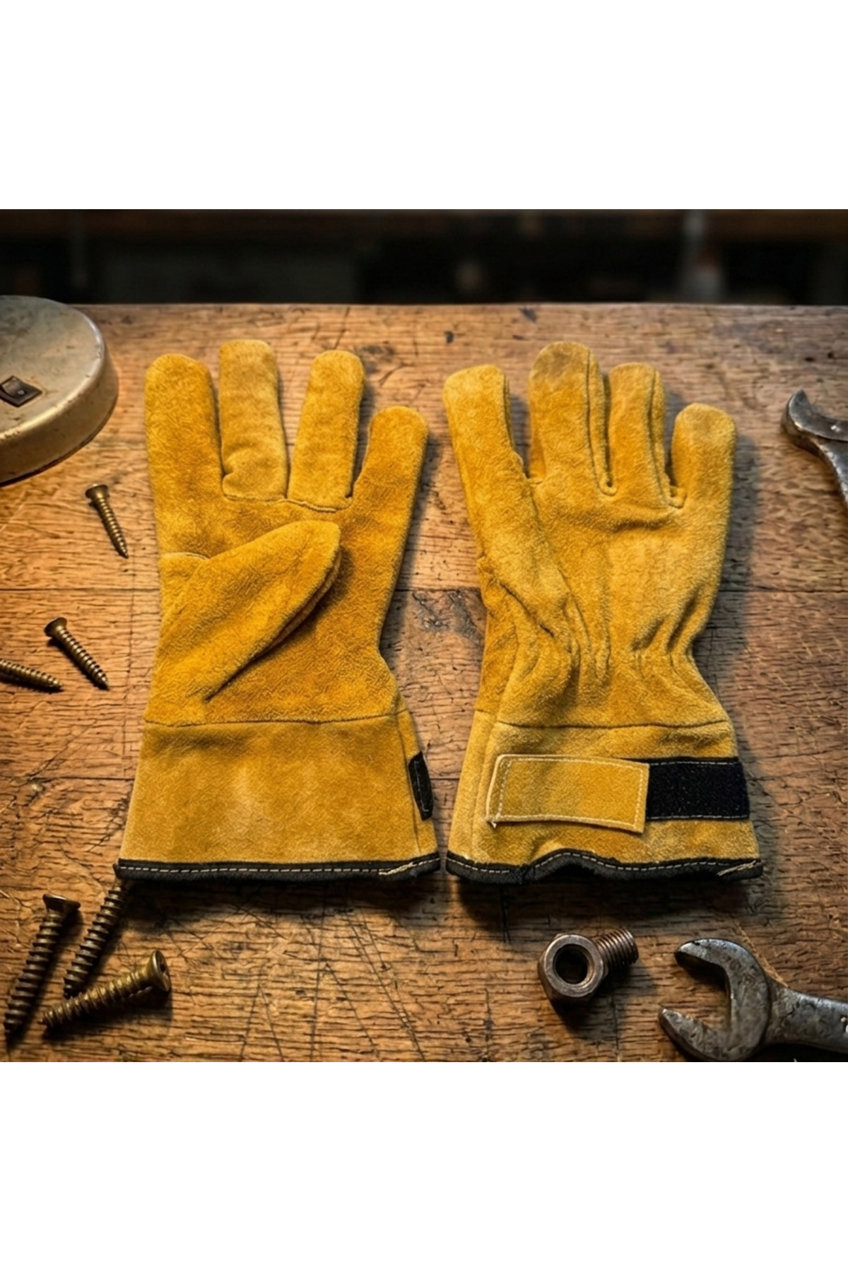 O.M.D OMD Hakiki Deri Yanmaz Kamp, Bushcraft ve Ateş Eldiveni - 28 cm Ergonomik Şömine ve Mangal Eldiveni görsel 2