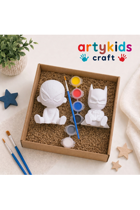 ArtyKids Craft Taş Tozu Boyama Kiti // Süper Kahraman Set 9 // Aile - Çocuk A...