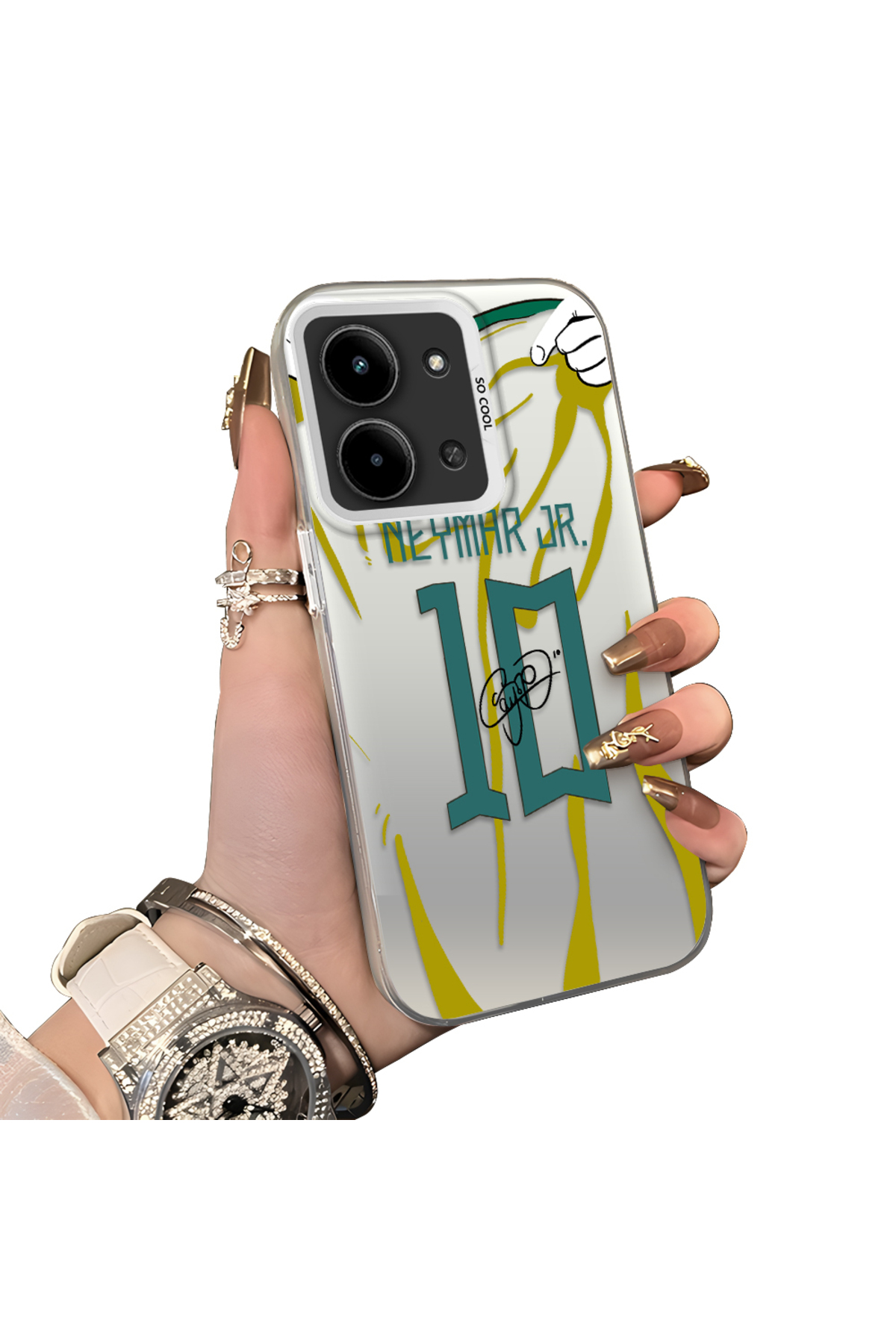 Redmi 15c 5G Compatible Silicone Edge Hard Back Case Couple Phone Case with Neymar Pattern