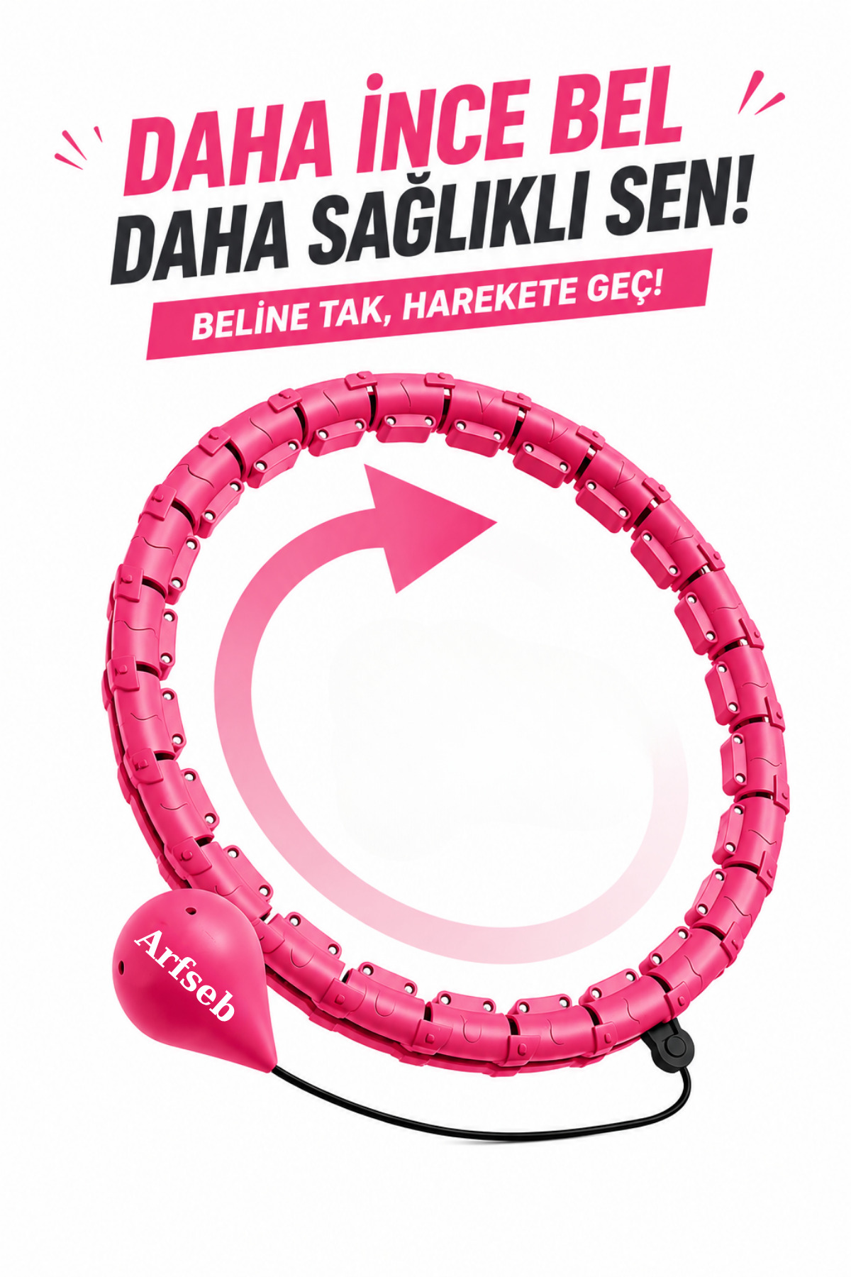 Arfseb Akıllı Hula Hoop Çemberi Ayarlanabilir Ağırlıklı Spor Çemberi Bel Egzersiz Fitness Halkası