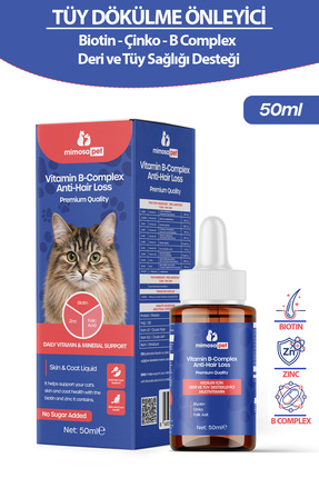Mimosa Pet Kedi Tüy Dökülmesi Önleyici Biotin & B Complex Multivitamin 50 ml ...