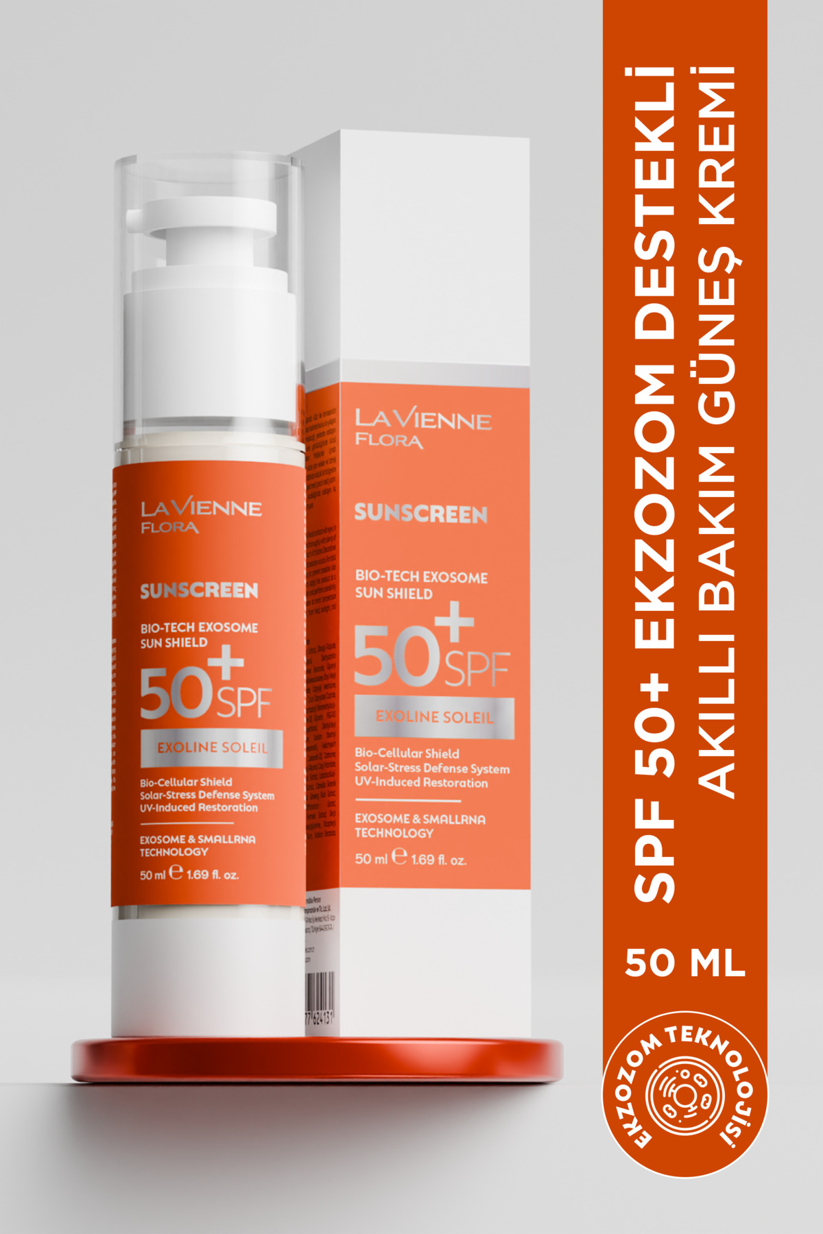 La Vienne Flora Soleil, Yeni Nesil Organik Mineral Filtreli Güneş Kremi, Ölmez Çiçek Eksozomu ve smallRNA ile Aktif Onarım, Yağsız ve Leke Karşıtı, SPF 50+ Korumalı, Beyazlık Karşıtı, Pirinç Ekstresi & Niasinamid
