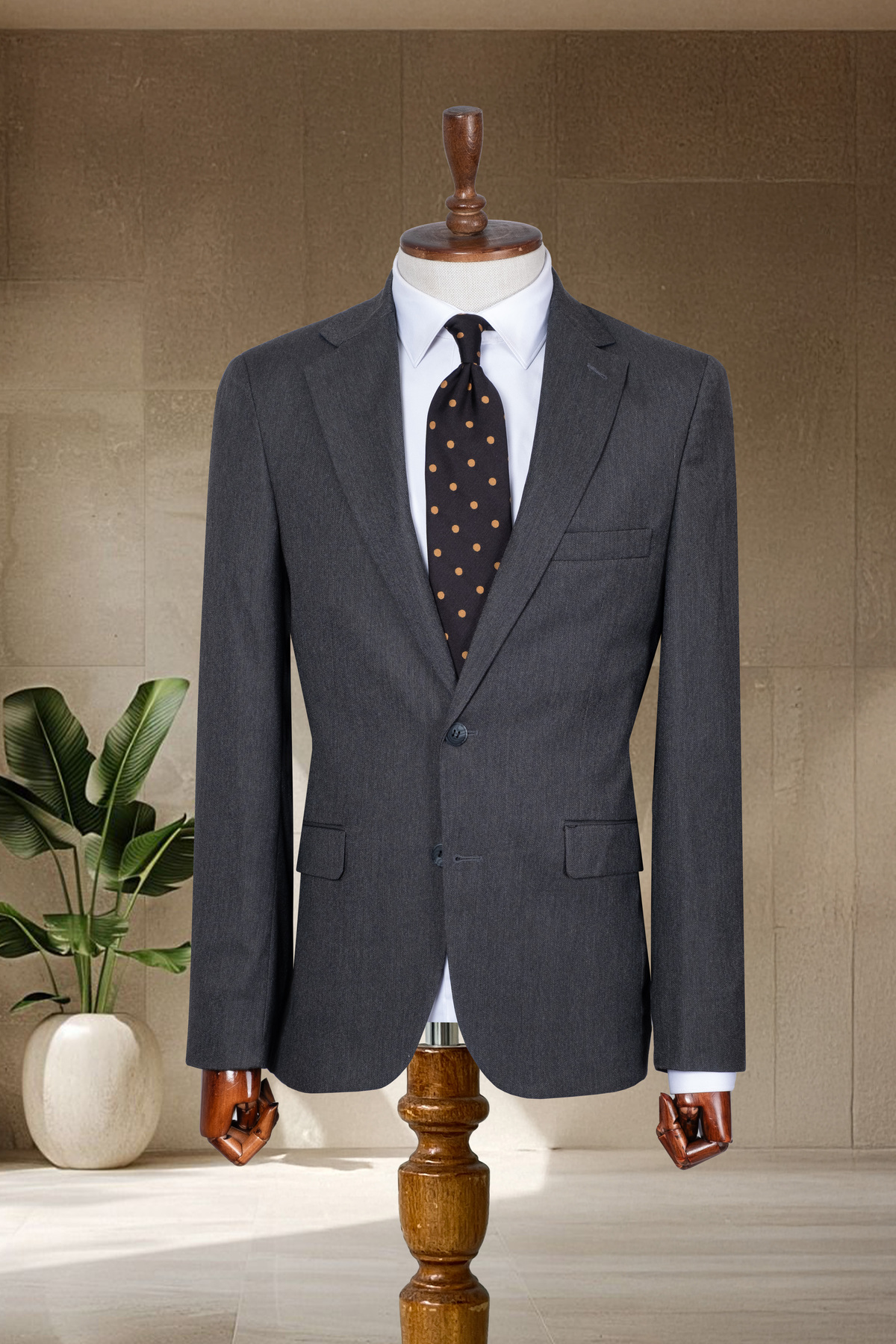 Sergio Ferraro Antrasit Dokulu Slim Fit Klasik Erkek Blazer Ceket görsel 2