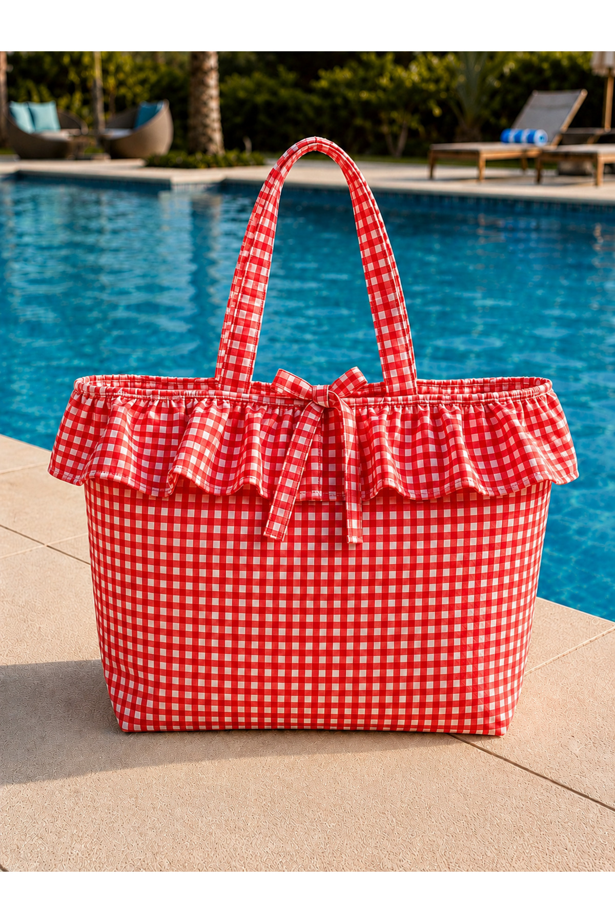 Belomia Home Collection Pötikare Desen Astarlı Plaj Çantası 35x50 cm | Pera