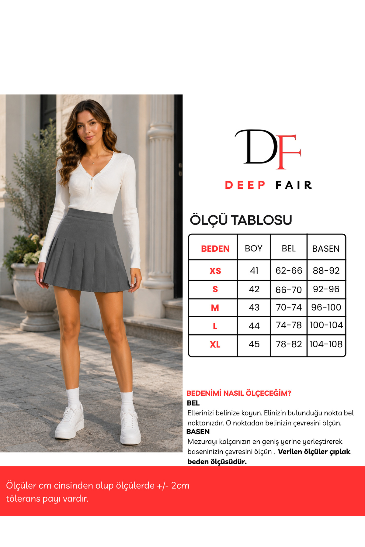 DEEP FAIR Kadın Yüksek Bel Pileli Mini Dokuma Etek CM26ET07851 görsel 7