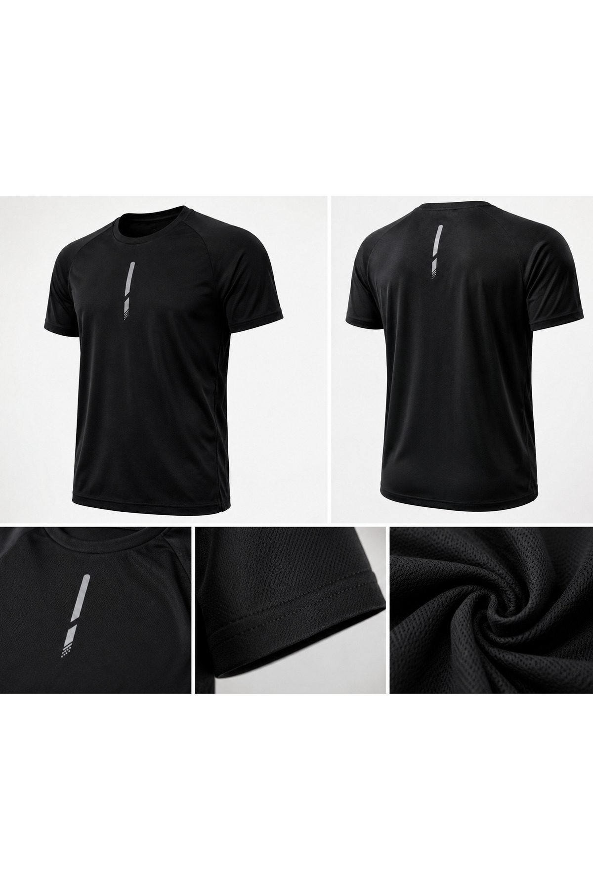 De Carte Hızlı Kuruyan Nefes Alan Reflektör Detaylı Atletik Teknik Spor T-Shirt görsel 3