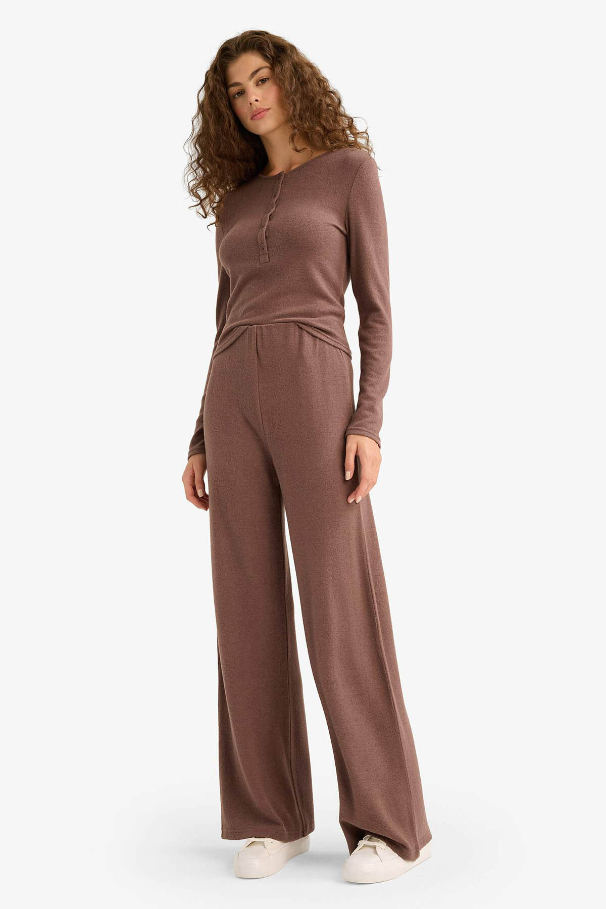 DeFacto Beli Lastikli Wide Leg Geniş Paça Eşofman Altı F0981AX25WN görsel 4