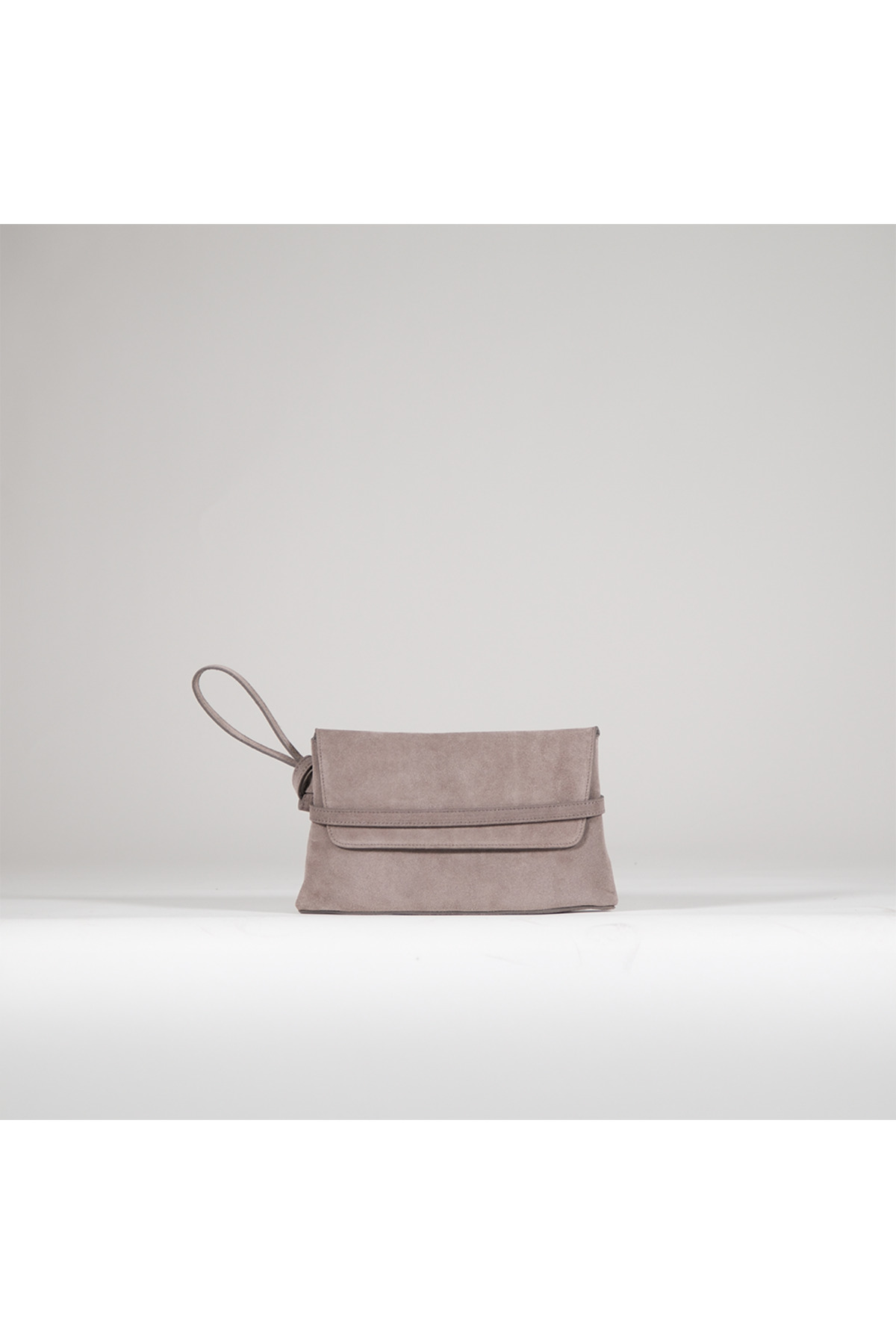 BEGRA ATELIER BEGRA Elara %100 Hakiki Süet Clutch Çanta - Gri (Taupe)