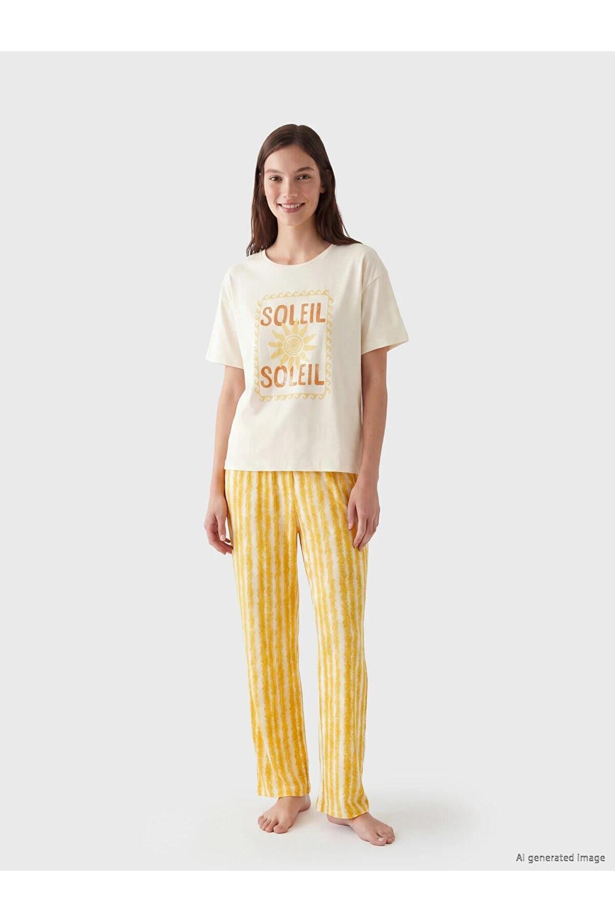 LC Waikiki Crew Neck Printed Women's Pajama Set (S6)