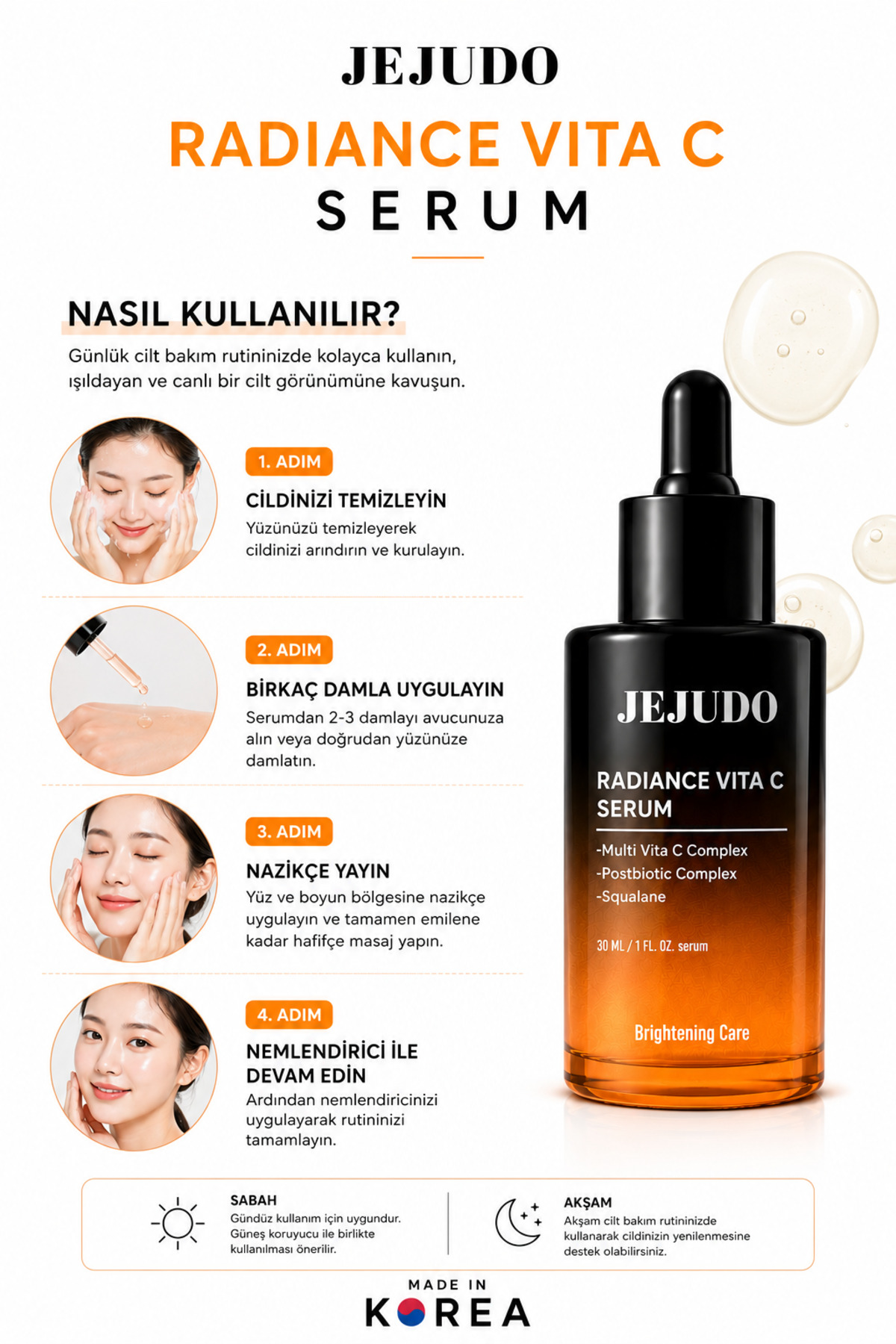 Radiance Vita C Serum %10 Multi Vita C Complex Leke Karşıtı Aydınlatıcı C Vitamini Yüz Serumu 30 ml — Jejudo1 — تصویر 3 از 4