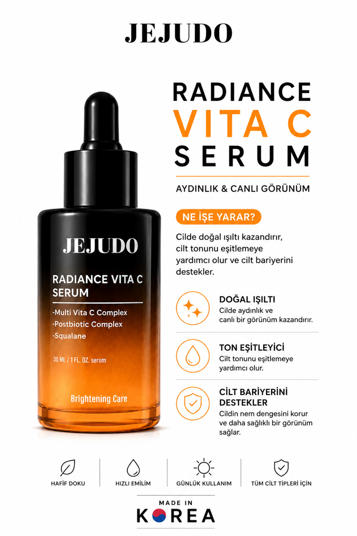 Radiance Vita C Serum %10 Multi Vita C Complex Leke Karşıtı Aydınlatıcı C Vitamini Yüz Serumu 30 ml — Jejudo1