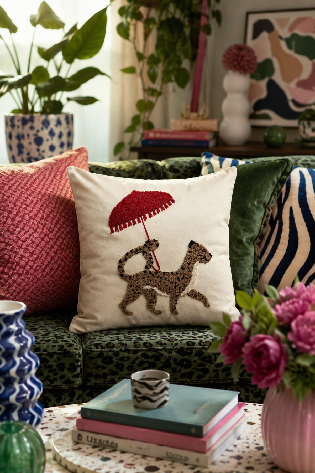 Punch Embroidered Pillow Case - 43*43 Cm - Bali Safari - PNK001