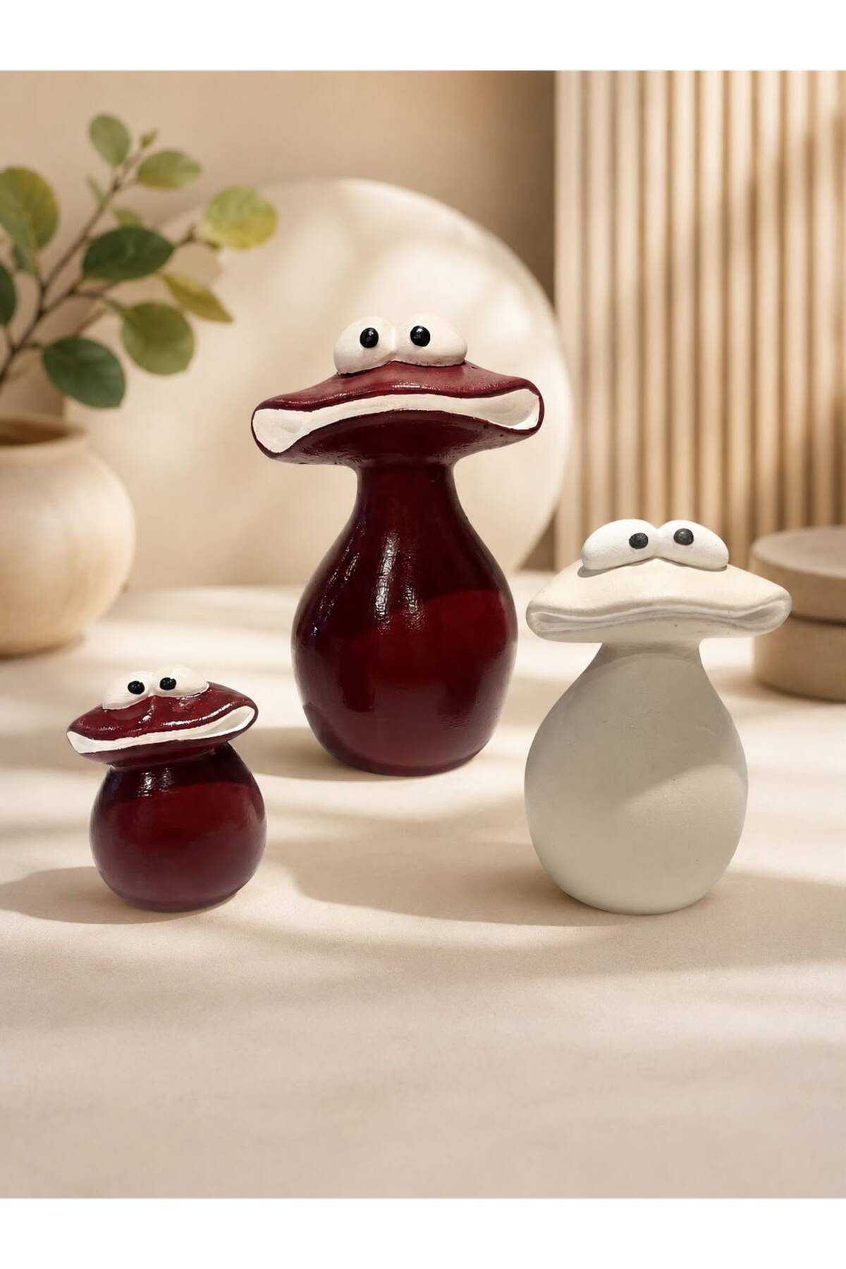 Handmade Frog Trinket Set 3-Piece – Decorative Object | Burgundy Modern Design (17-11-7 cm)