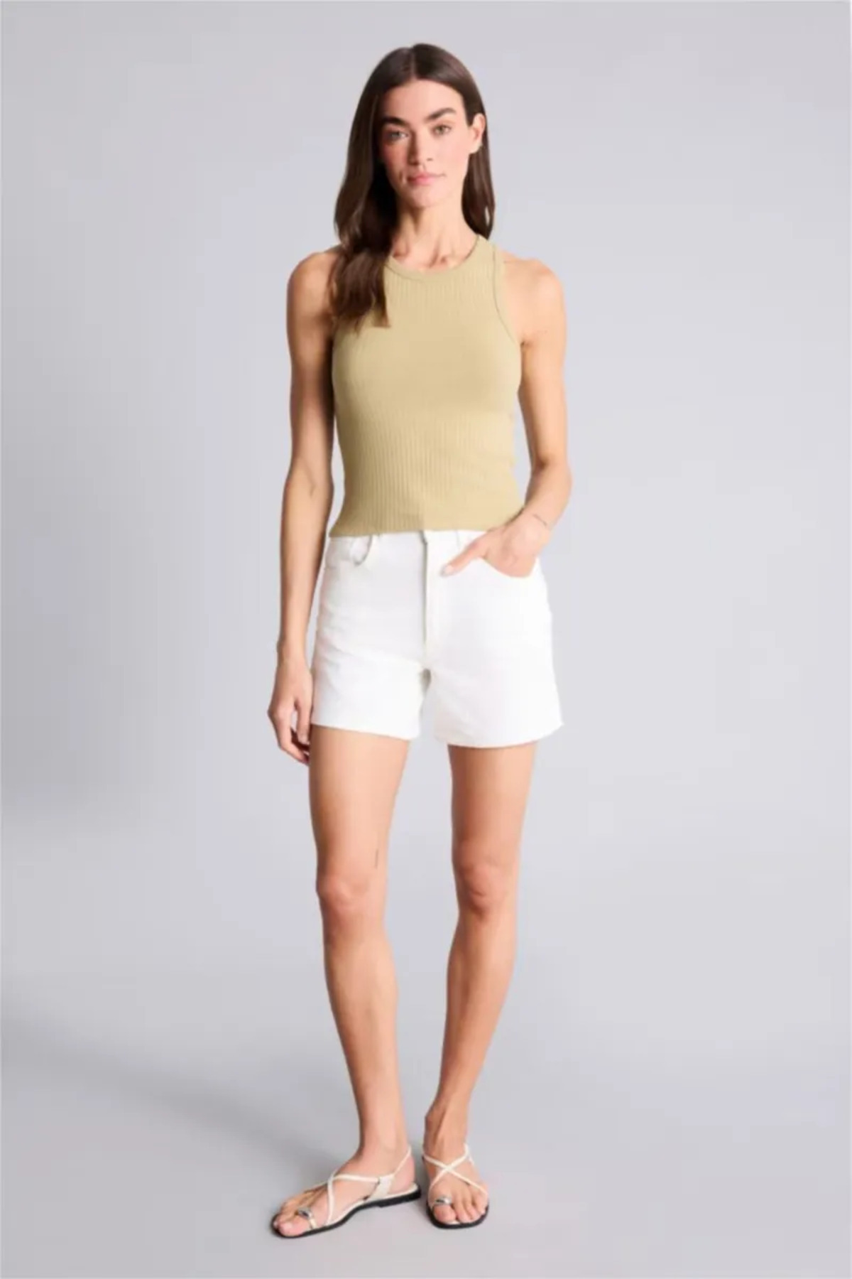 DeFacto Slım Fit Halter Yaka Fitilli Atlet A8859AX26SM görsel 2