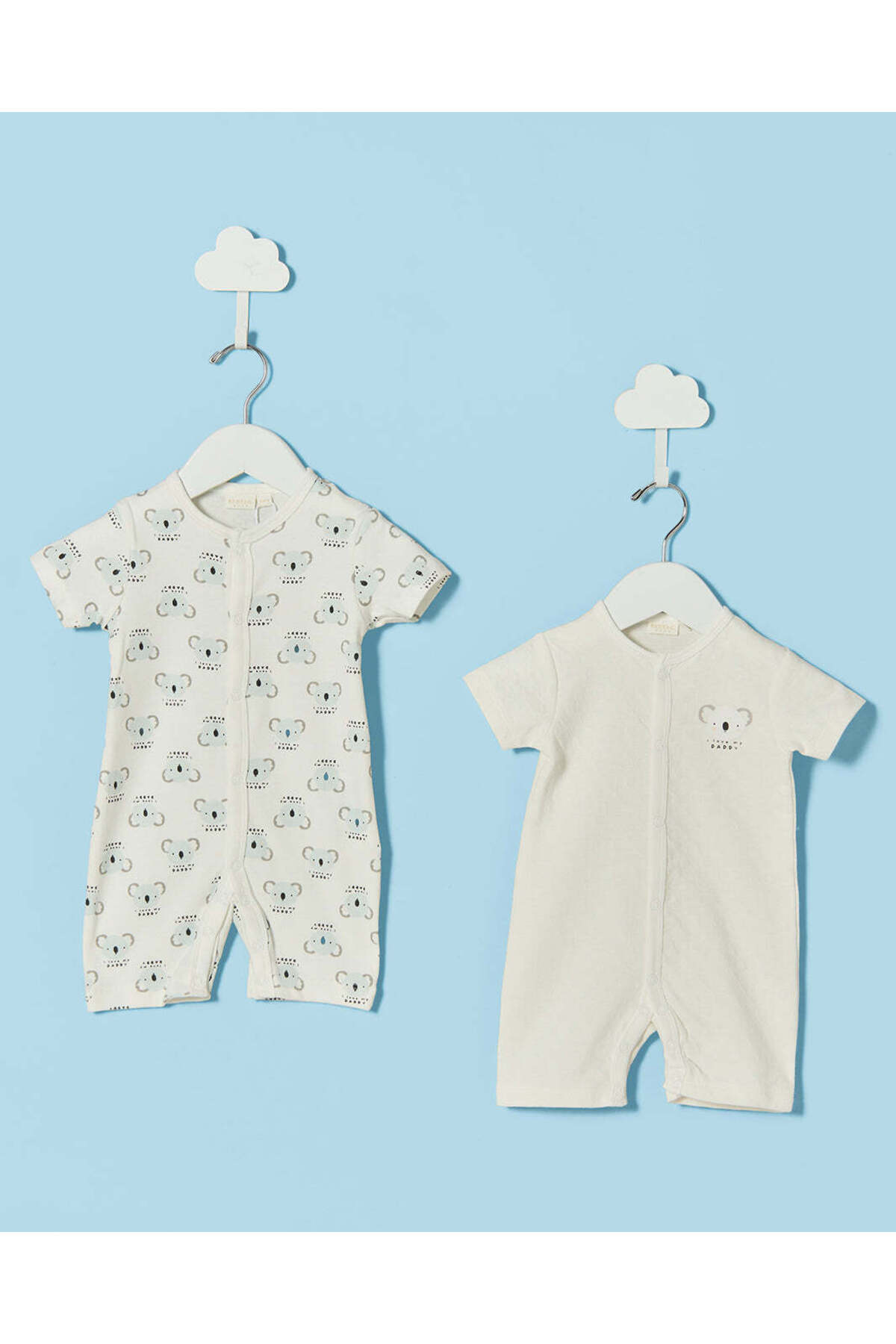 REDTAG Baby Boys Assorted Bear Print Rompers 2-Pack