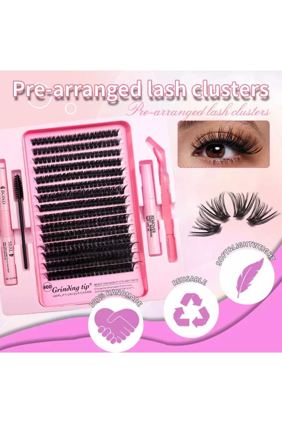 Glamura Lashes Κιτ Επεκτάσεων Βλεφαρίδων σε Τούφες 80D Εξαιρετικά Ελαφρύ, 100...