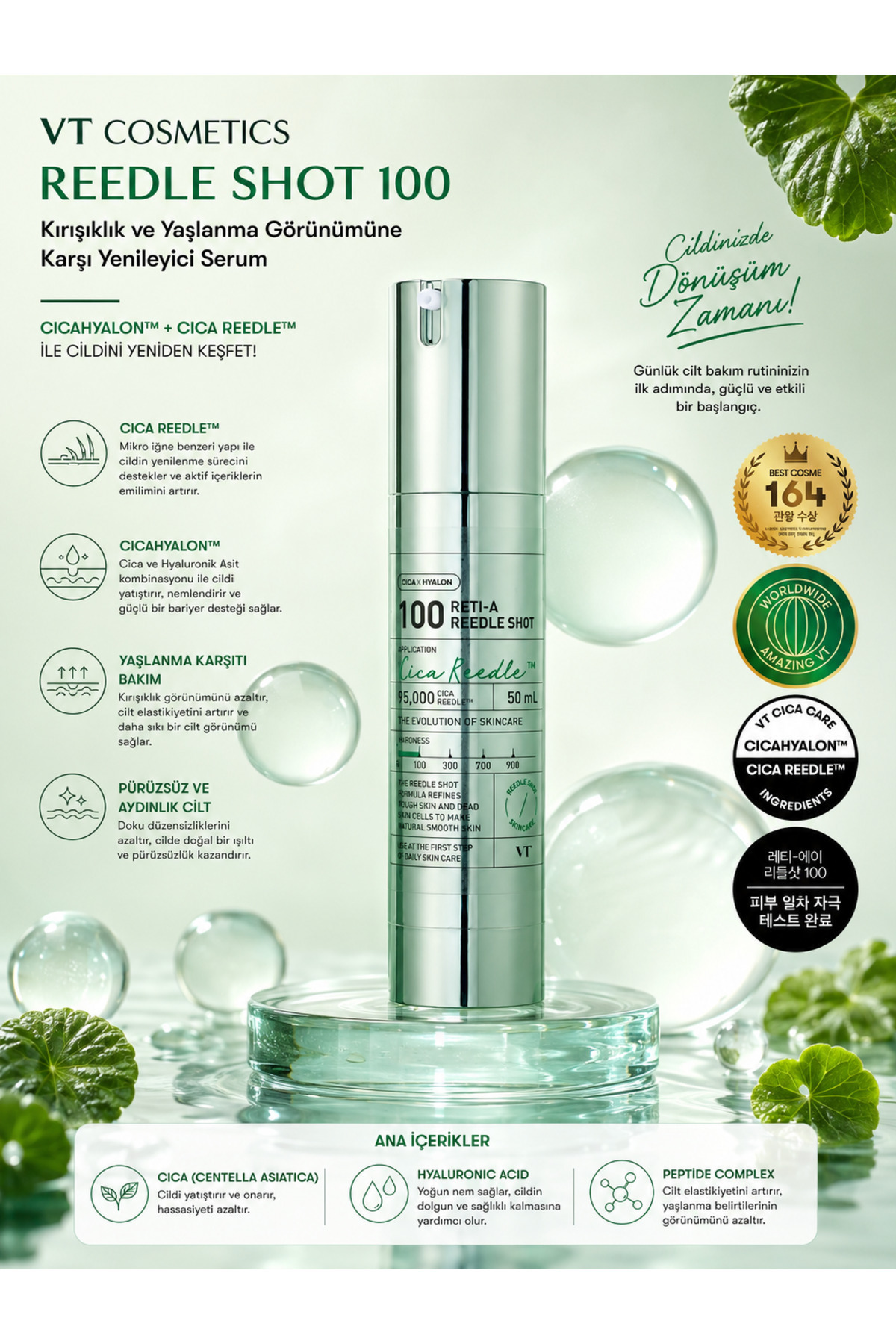VT COSMETICS Reti-A Reedle Shot 100 50 ML - Yaşlanma Karşıtı Yoğun Onarıcı ve Yenileyici Retinol Serumu — SHOT00012